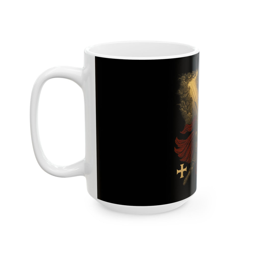 Dragon Slayer Destroy Evil Crusader vs Great Red Dragon Ceramic Mug