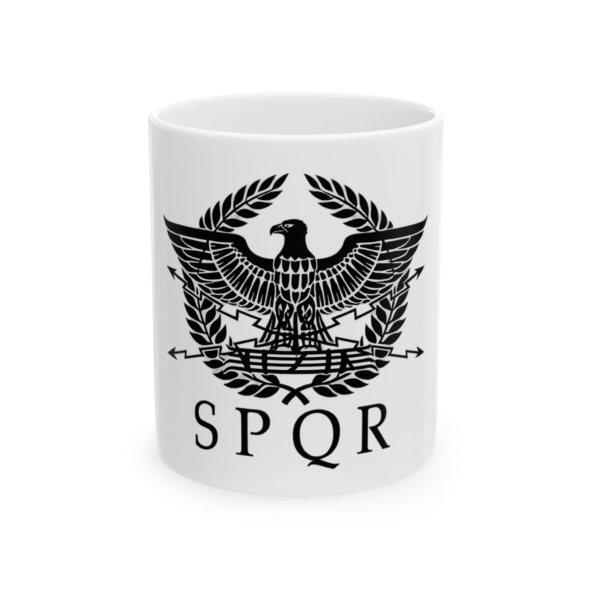 SPQR Black Roman Eagle Design Ceramic Mug