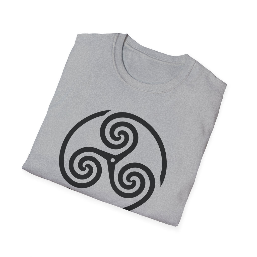 Celtic Spiral Triskele Symbol Alt Black Design Softstyle T-Shirt