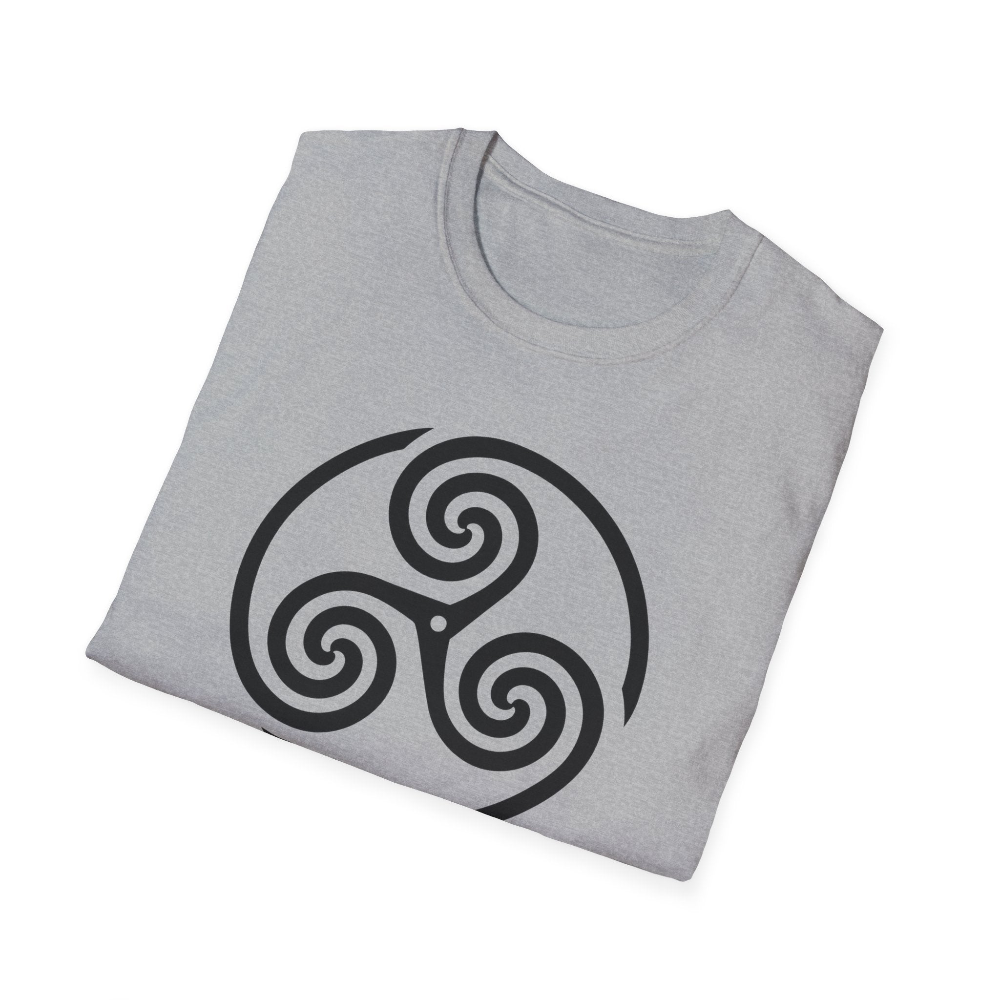 Celtic Spiral Triskele Symbol Alt Black Design Softstyle T-Shirt