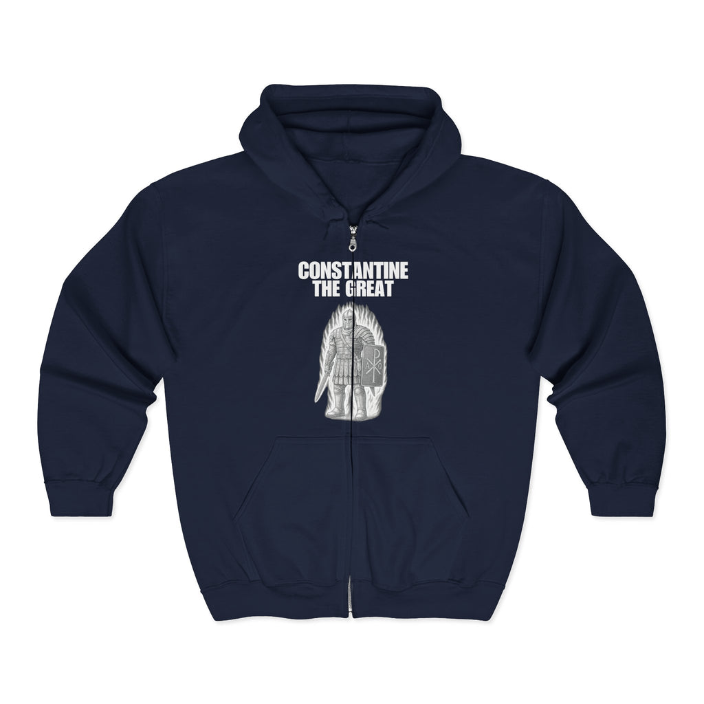 Constantine the Great White Design Zip Up Hoodie