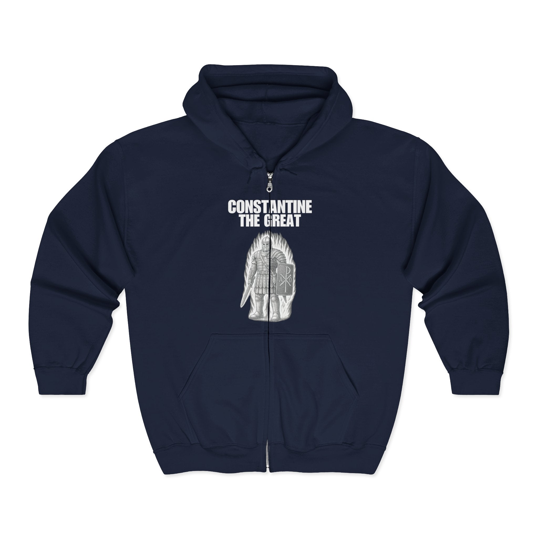 Constantine the Great White Design Zip Up Hoodie
