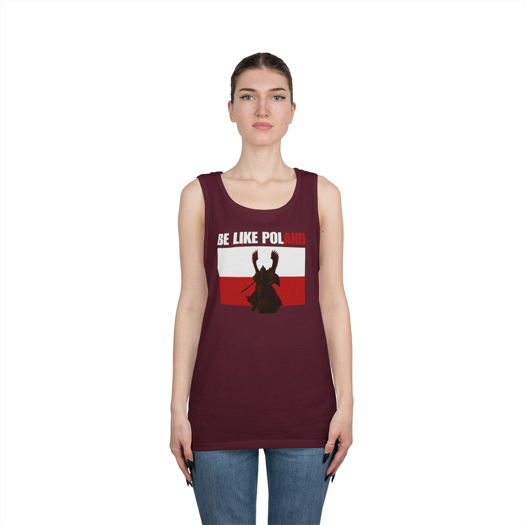 Be Like Poland Winged Hussar Front, Polis Eagle Cross Back Heavy Cotton Tank Top