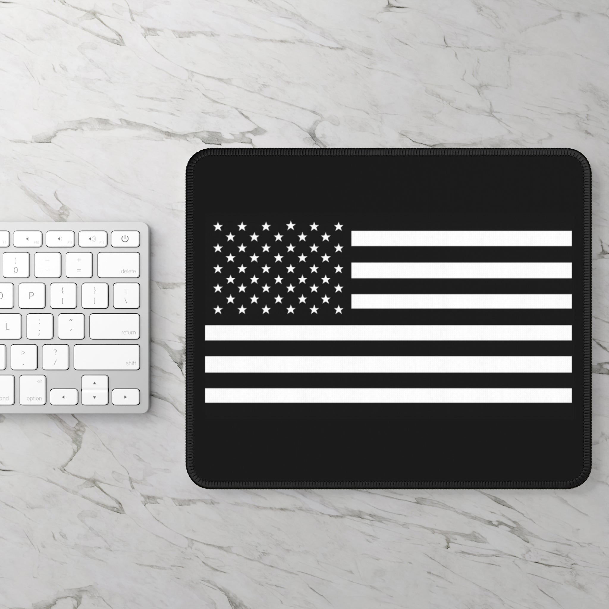 USA American Flag Black and White Gaming Mouse Pad