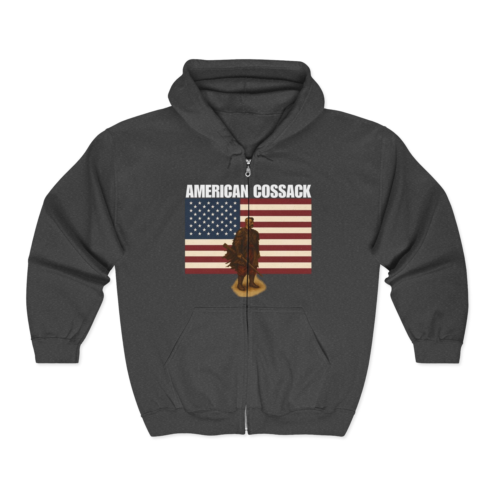 American Cossack Full Zip Up Hoodie Sweatshirt