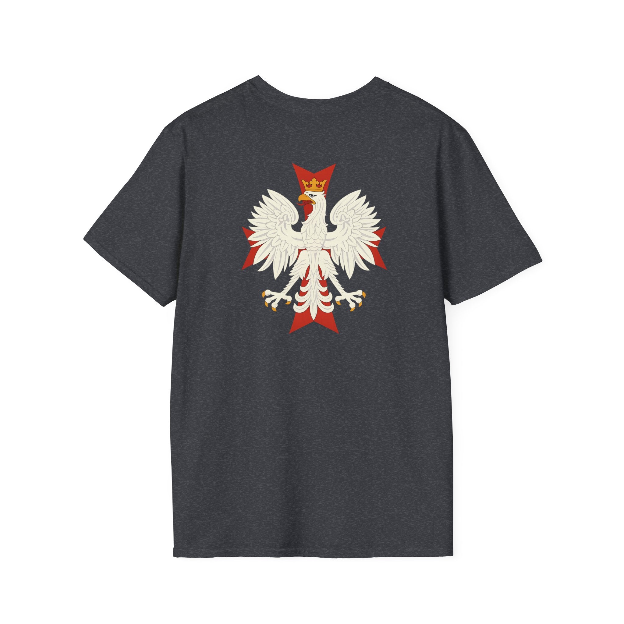 Be Like Poland Winged Hussar Front, Polish Eagle Cross Back Heavy Cotton Softstyle T-Shirt Softstyle Tee