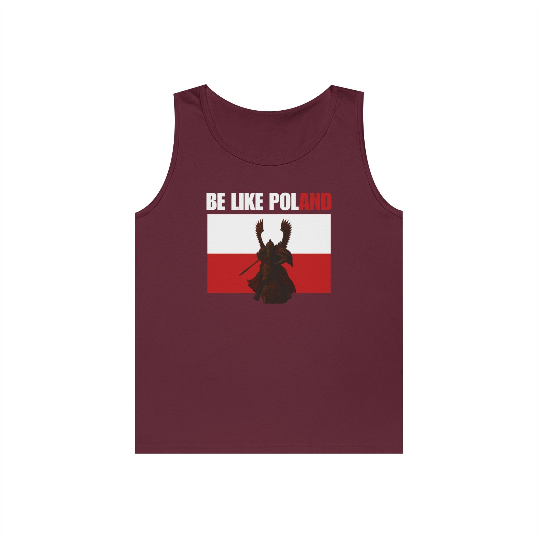 Be Like Poland Winged Hussar Front, Polis Eagle Cross Back Heavy Cotton Tank Top