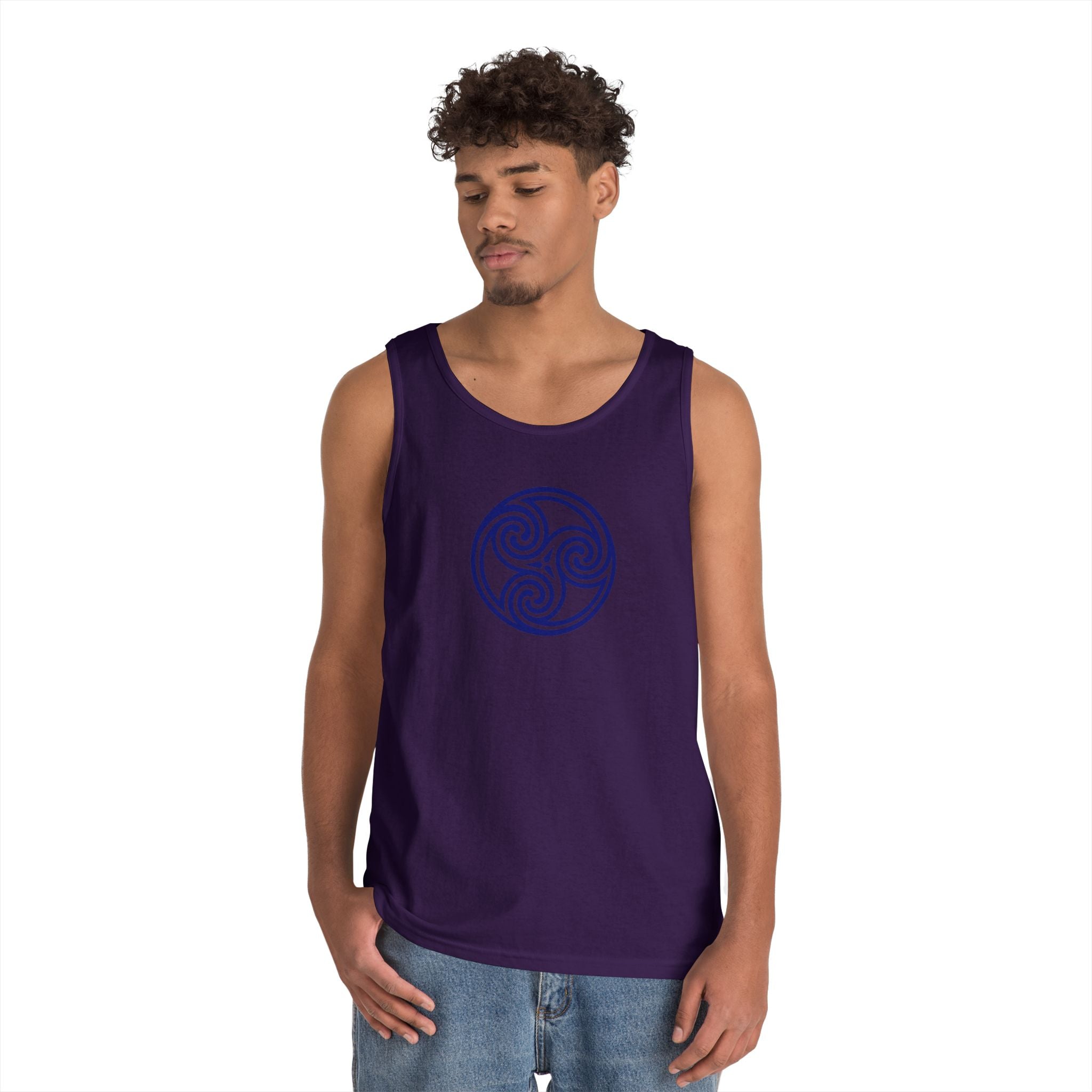 Celtic Spiral Triskele Symbol Blue Unisex Tank Top