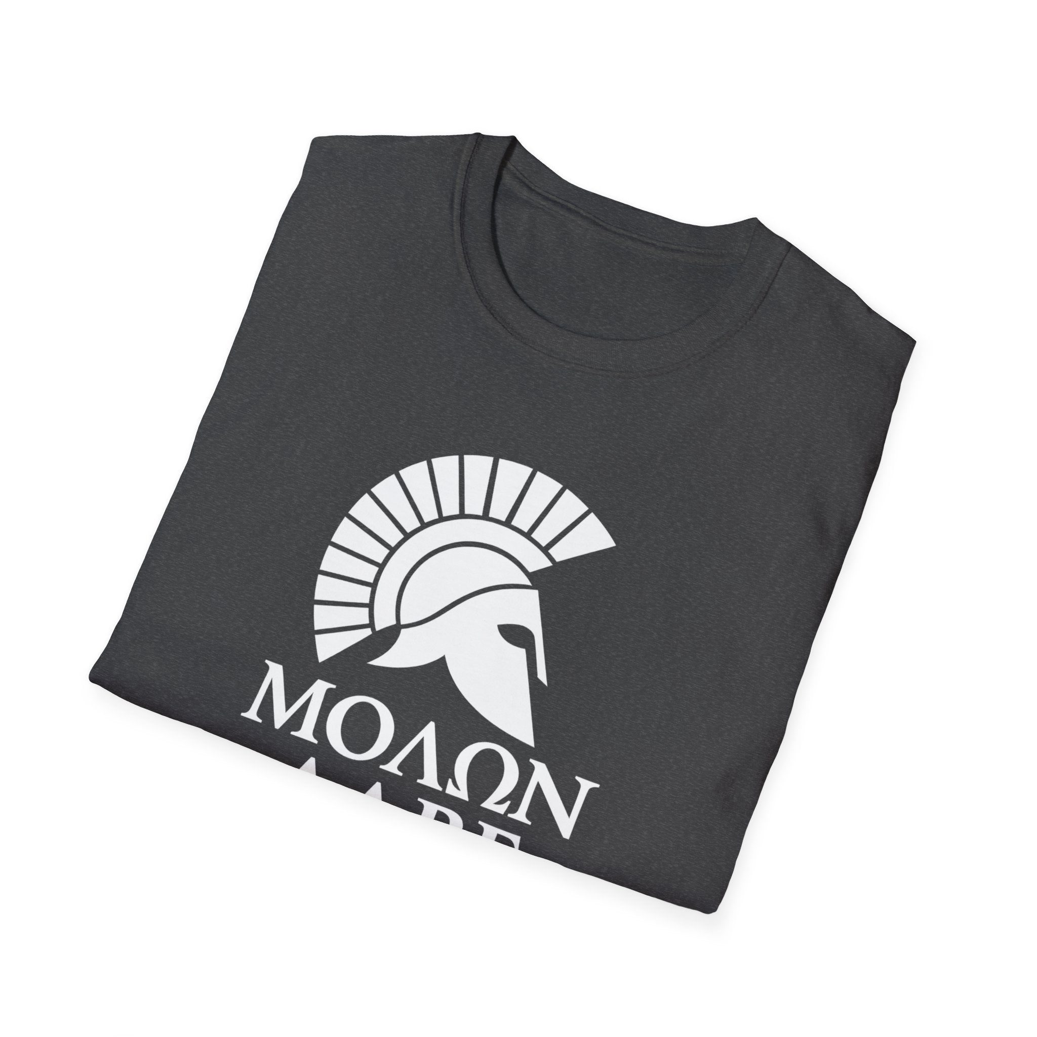 Molon Labe "Come and Take It!" in Greek Large Text White Design Softstyle Cotton T-Shirt