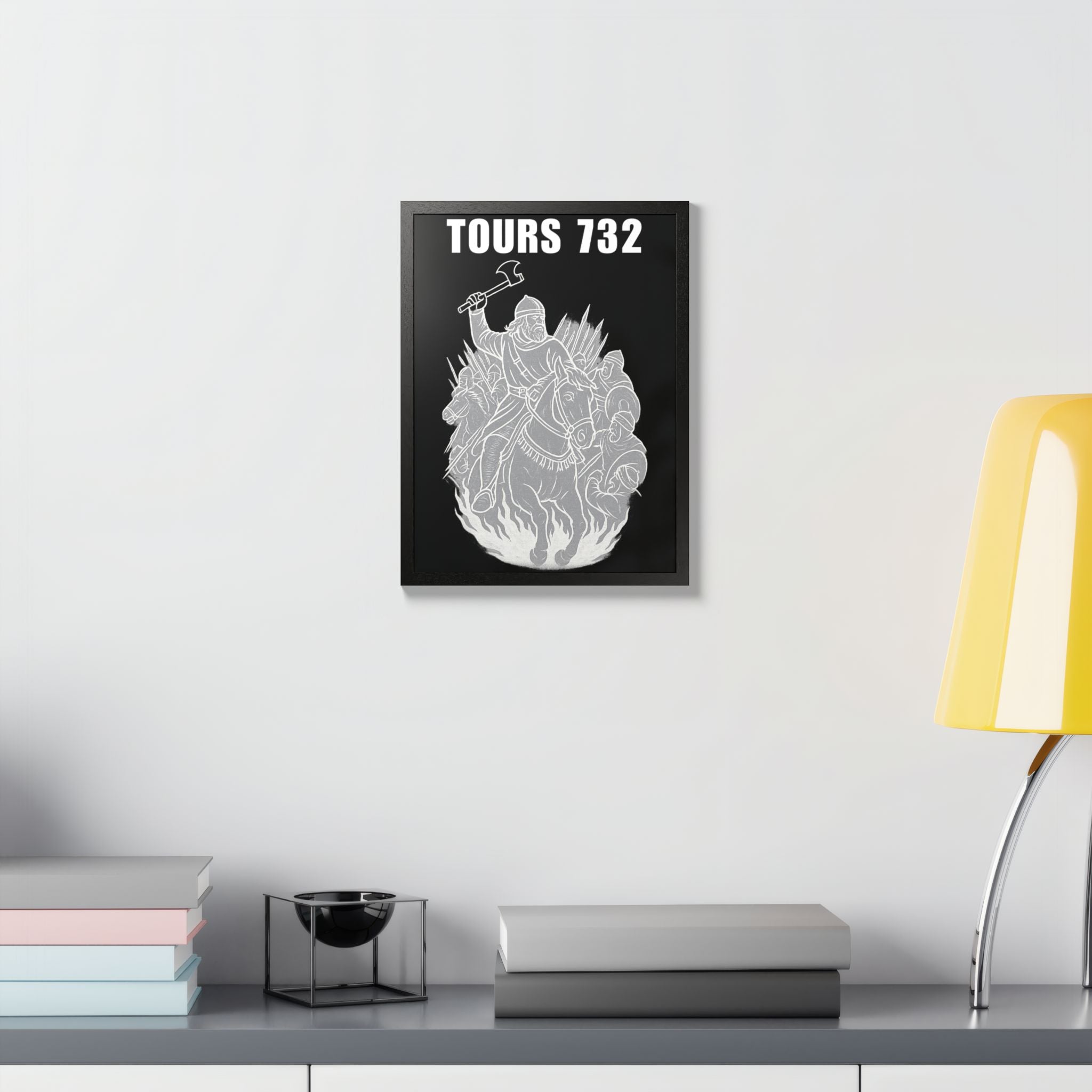 Historic Battle Framed Poster Tours 732 AD Charles "The Hammer" Martel Medieval Art, Home Office Decor