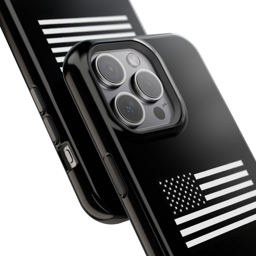 Black and White American Flag Magnetic Impact-Resistant Cases