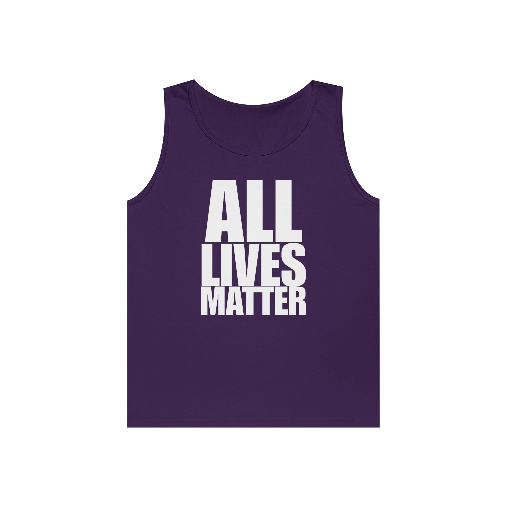 All Lives Matter White Text Heavy Cotton Tank Top