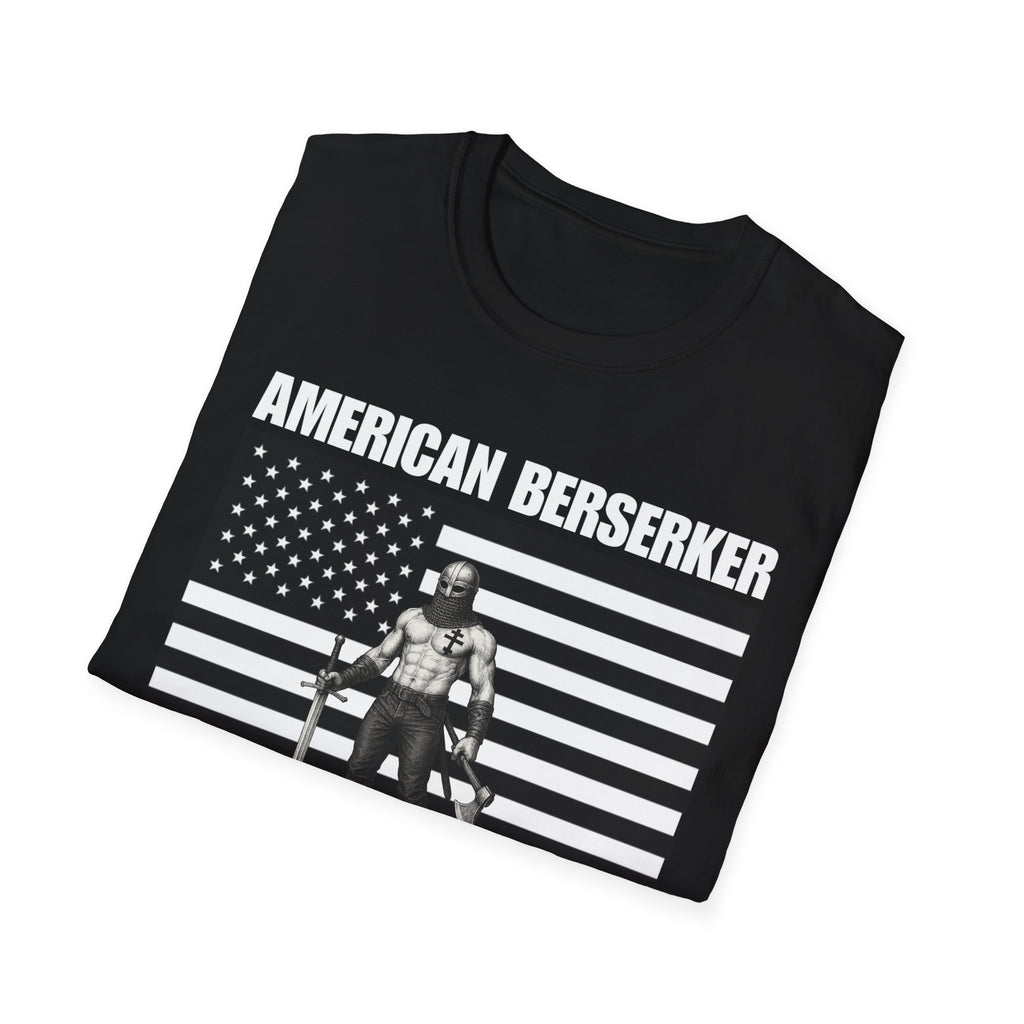 Bold American Berserker Black and White Softstyle T-Shirt