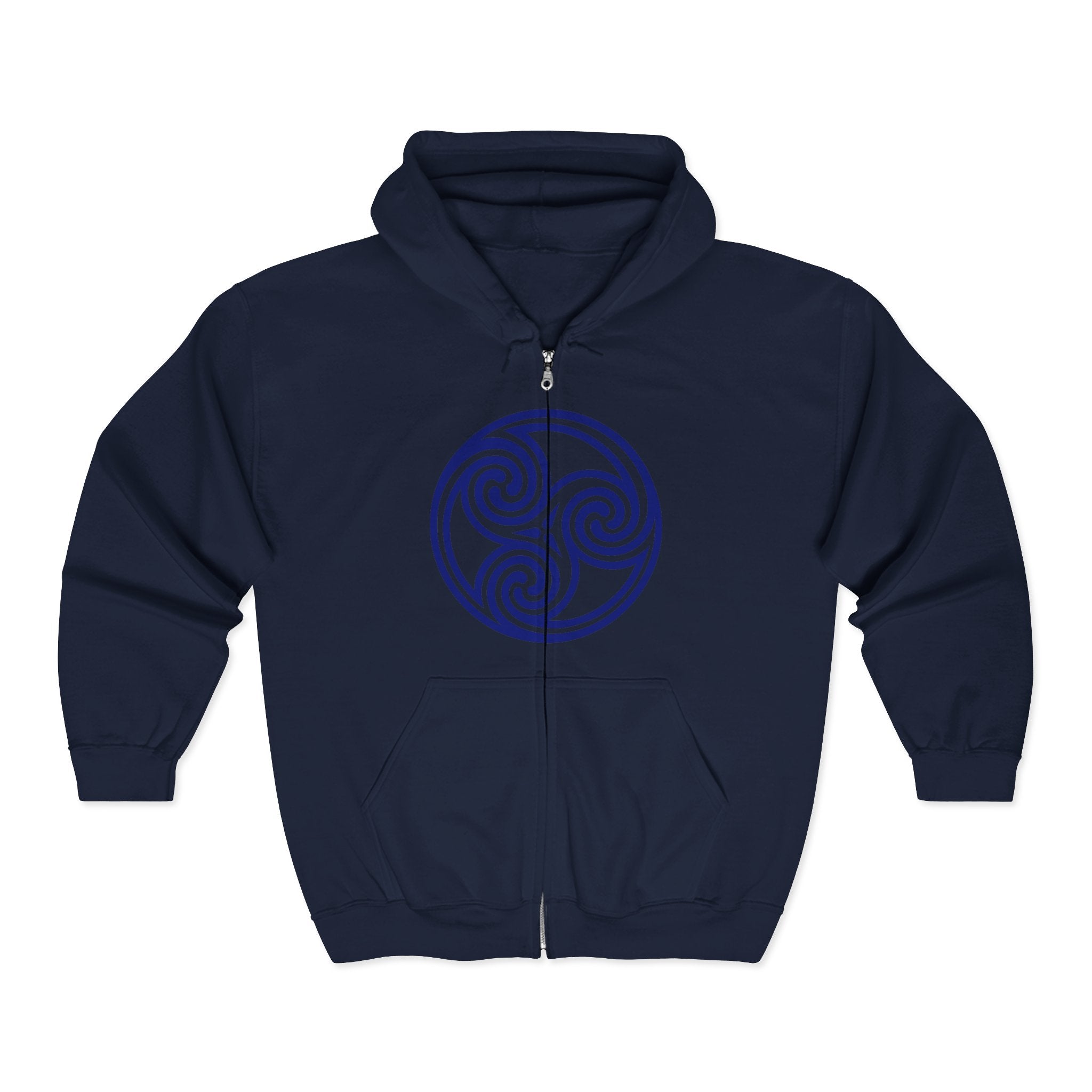 Celtic Spiral Triskele Trinity Symbol Alt Blue Design Full Zip Up Hoodie Sweatshirt