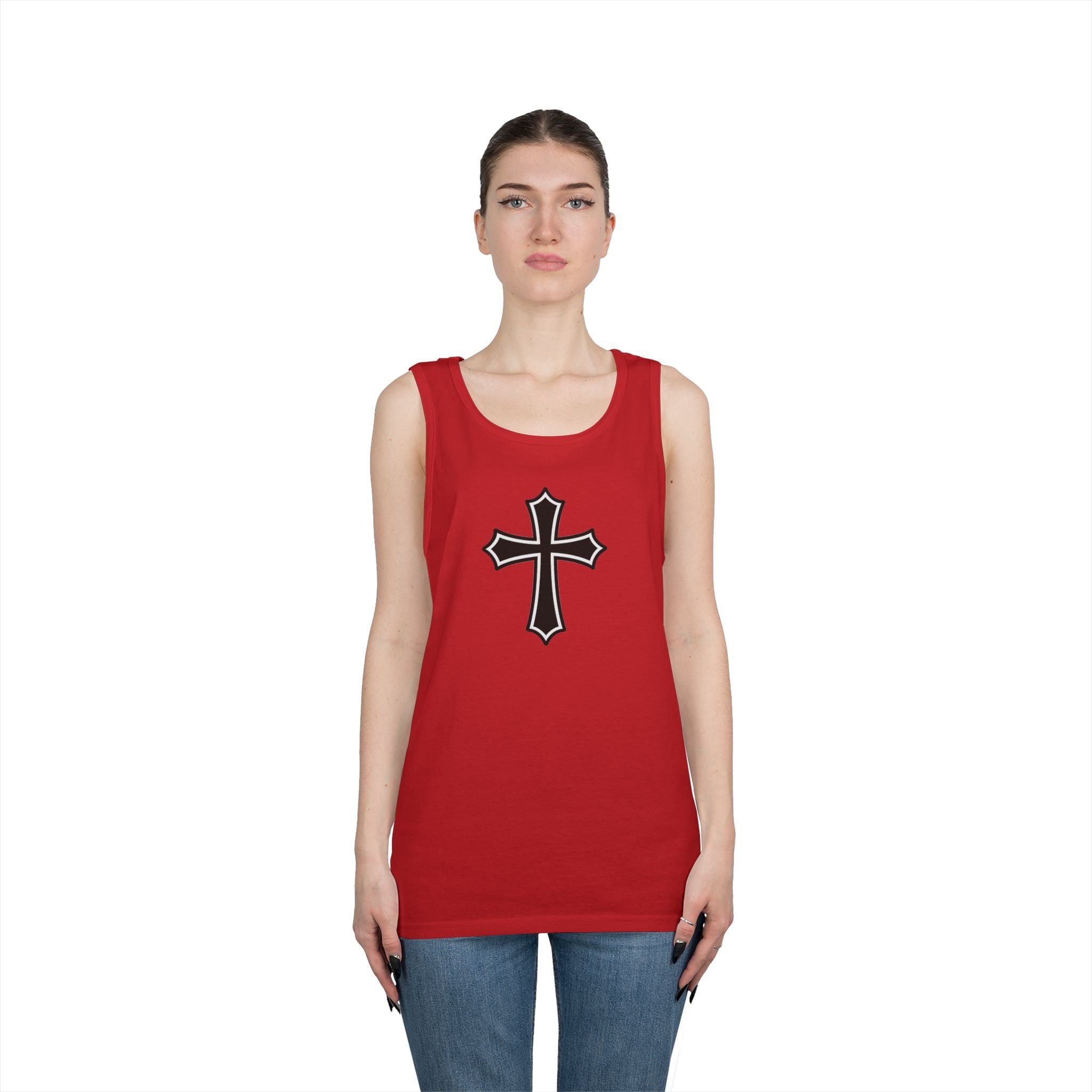 Medieval Style Cross Heavy Cotton Tank Top