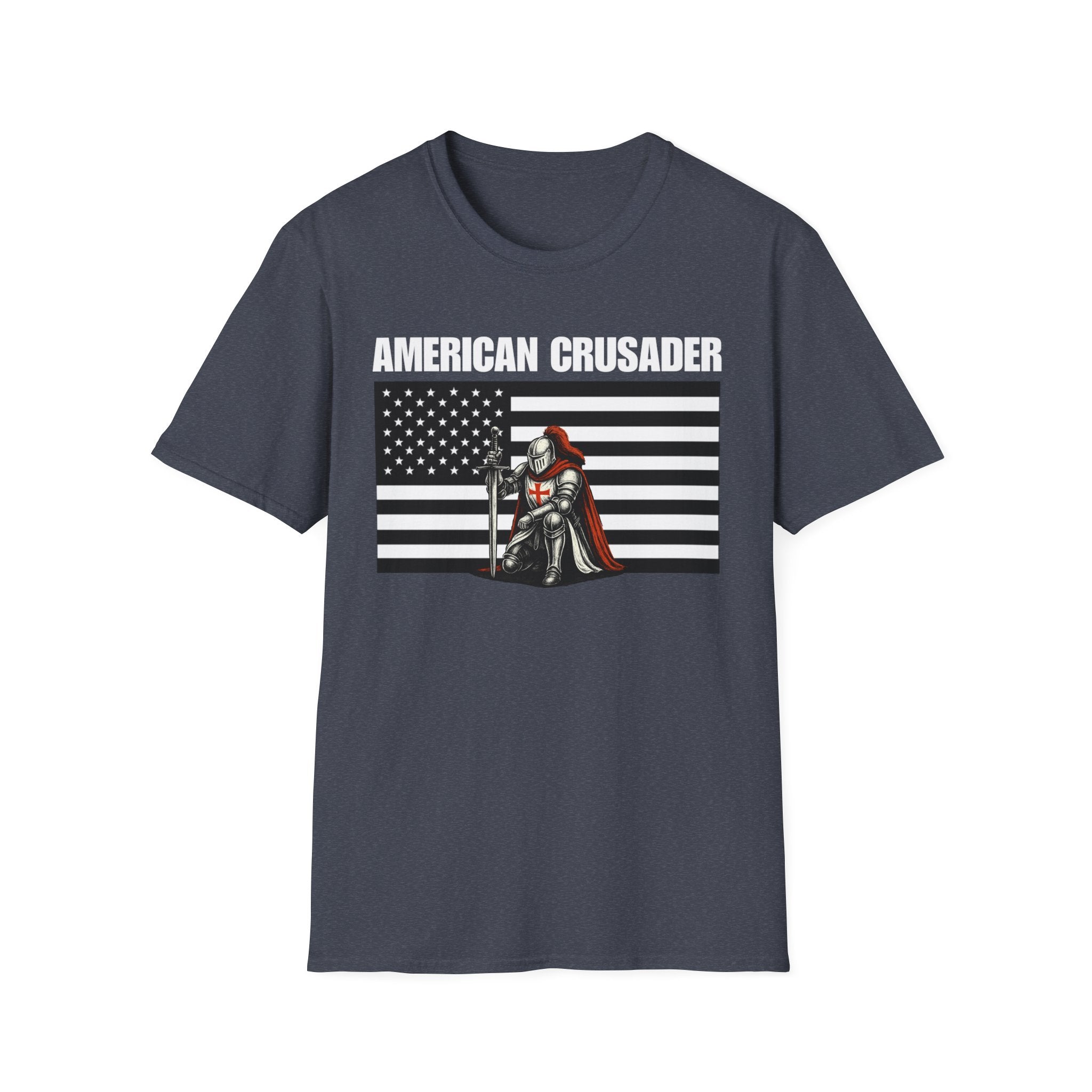 American Crusader Black and White Alt Design Softstyle Cotton Shirt T-Shirt