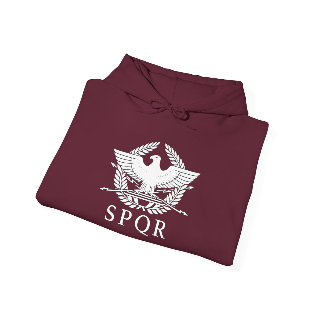 SPQR Roman Eagle White Design Pull Over Hoodie