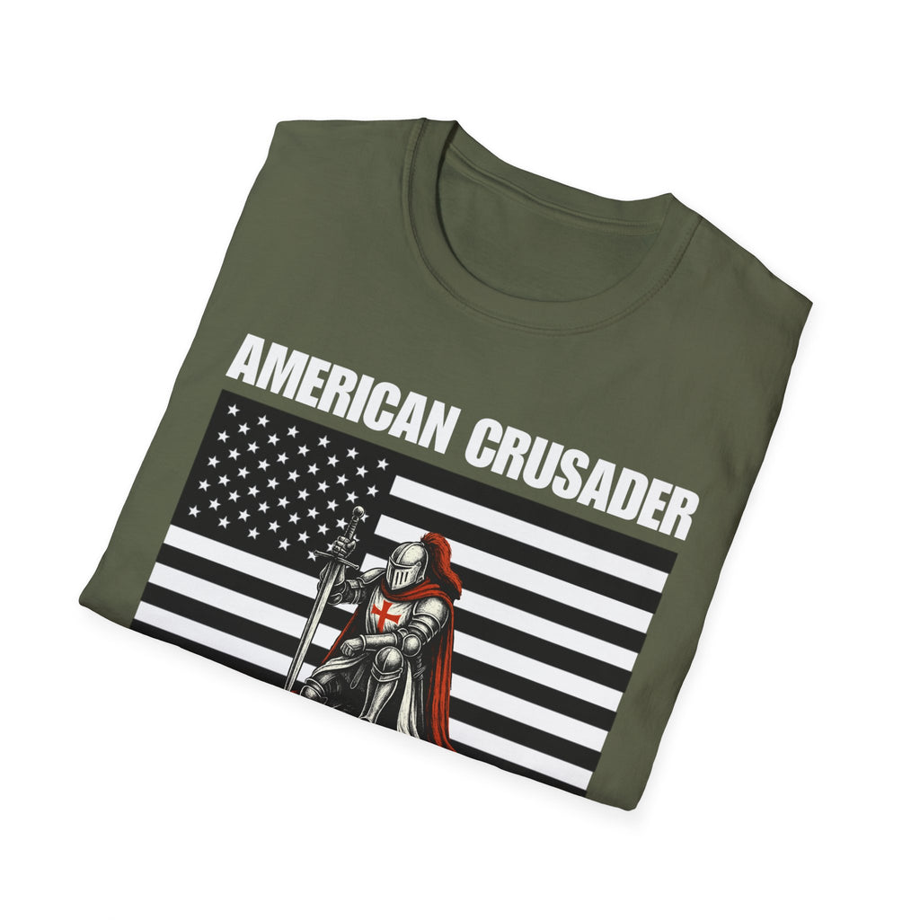 American Crusader Black and White Alt Design Softstyle Cotton Shirt T-Shirt