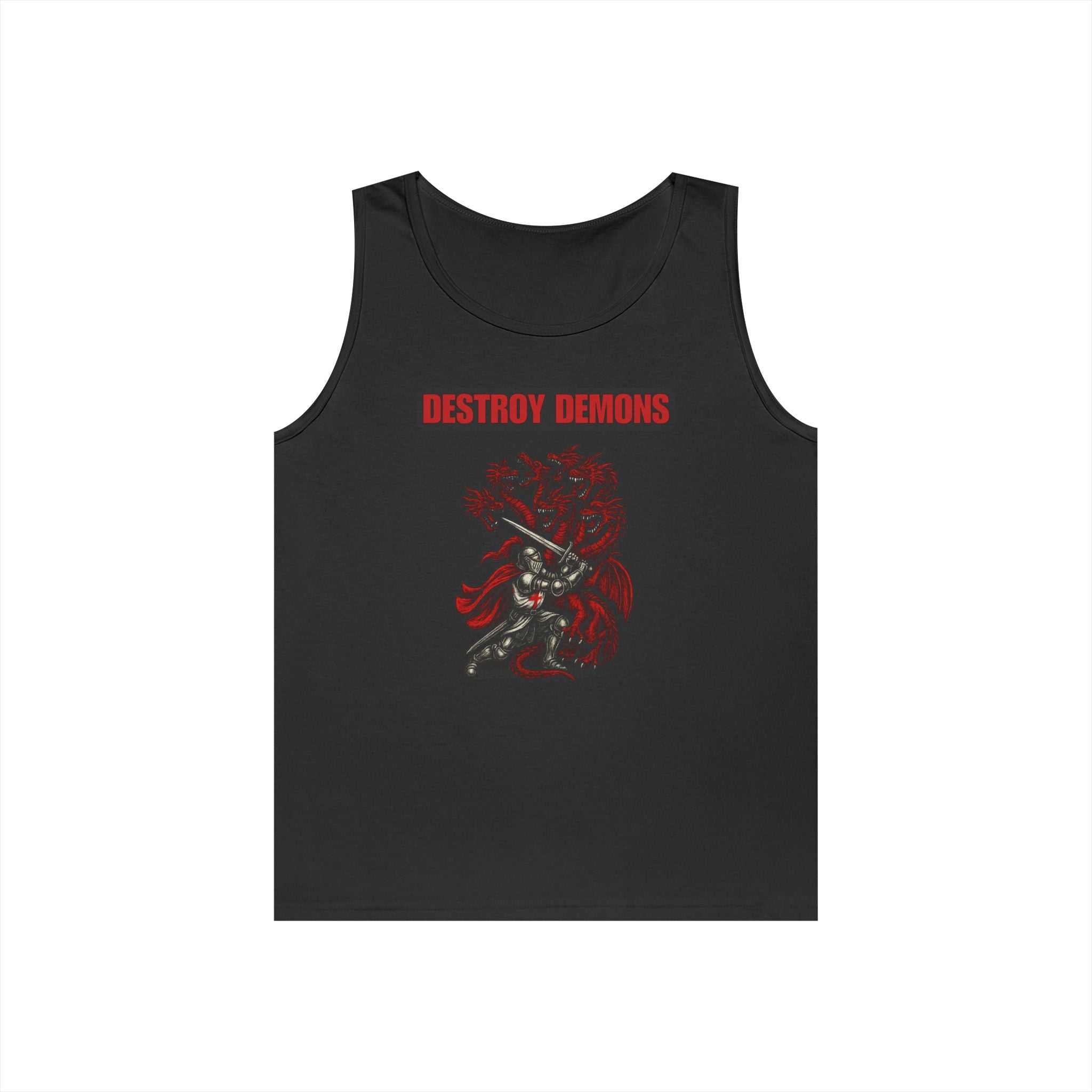 Destroy Demons Crusader Knight vs Dragon Heavy Cotton Tank Top