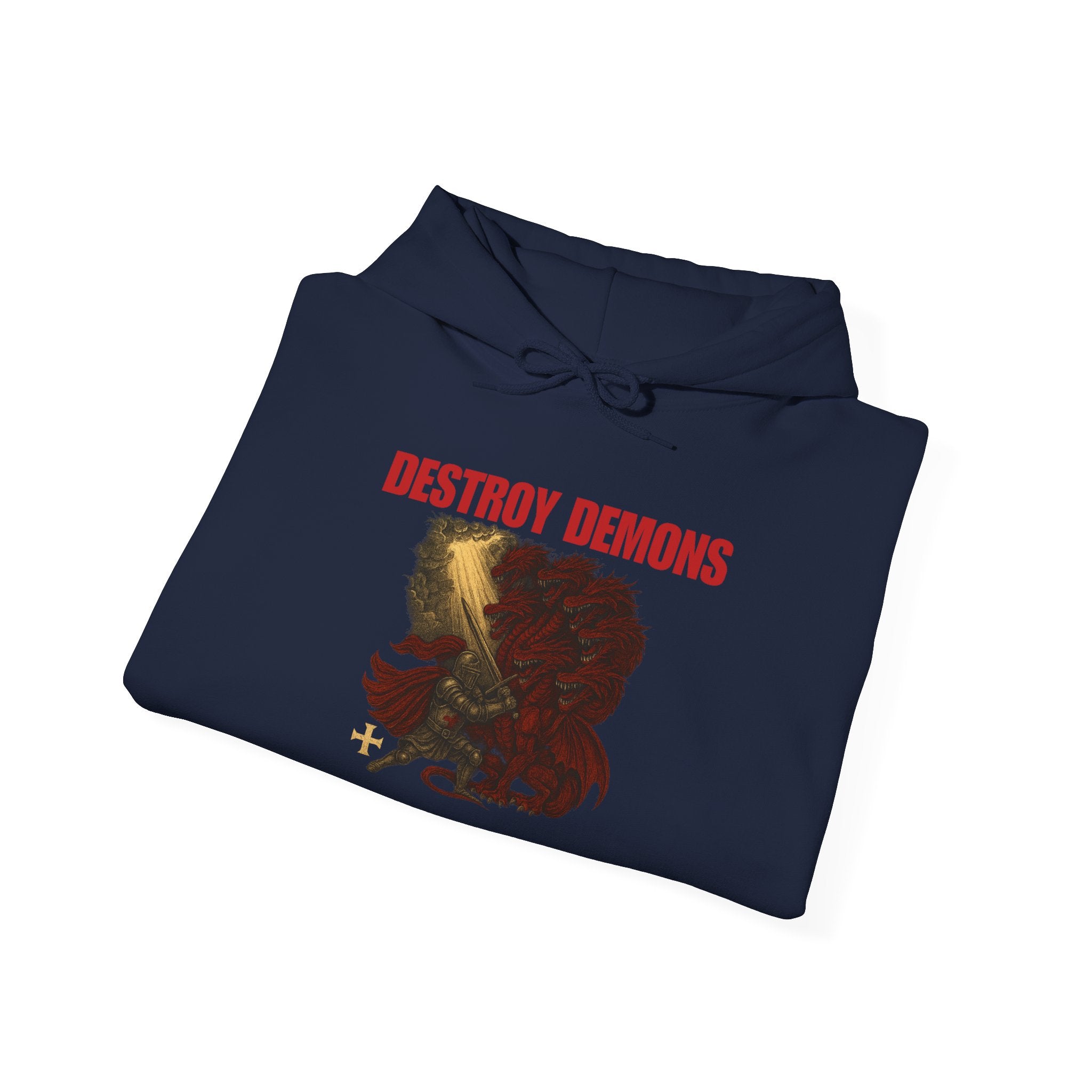 Destroy Demons, Crusader vs Great Red Dragon Graphic Pull Over Hoodie Sweatshirt