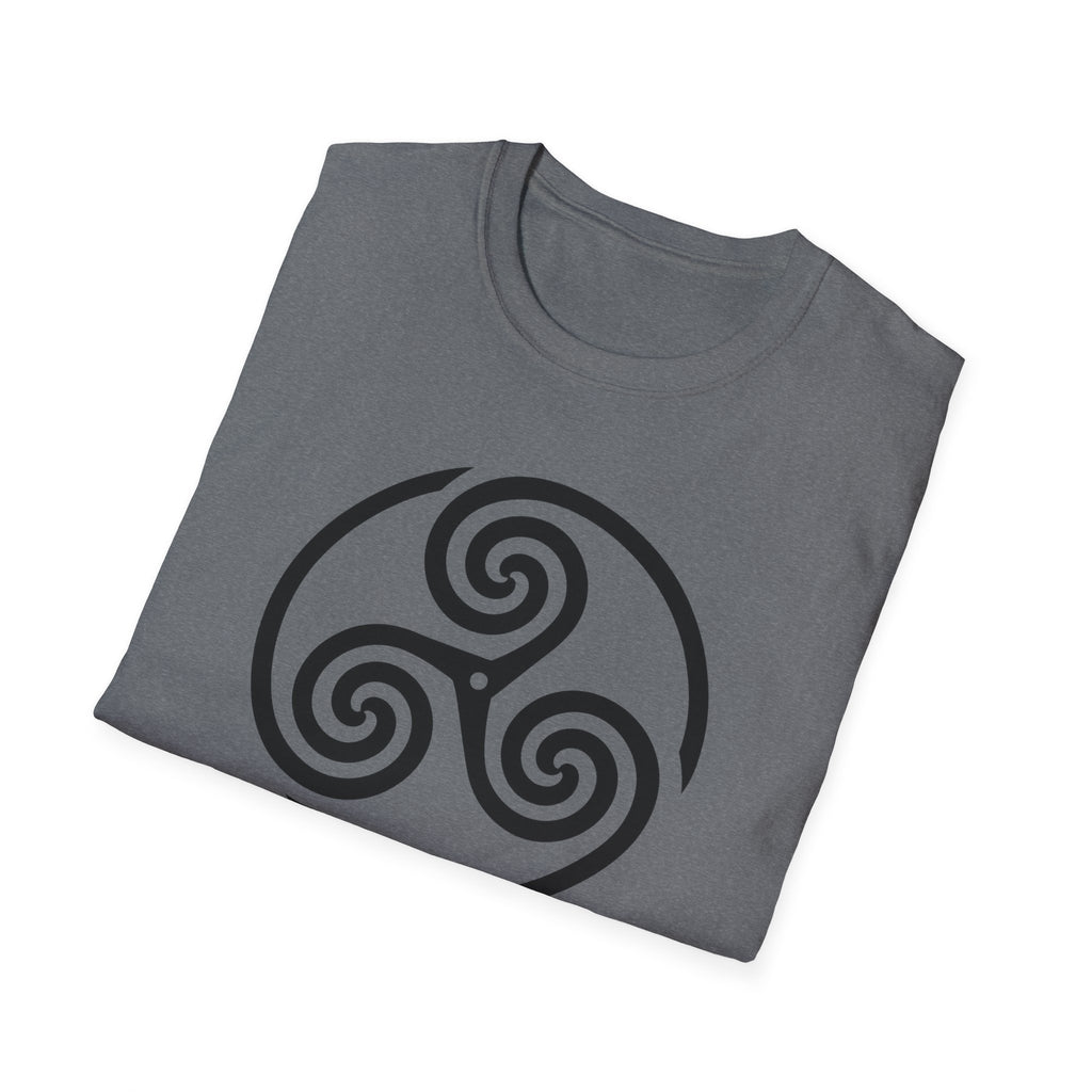 Celtic Spiral Triskele Symbol Alt Black Design Softstyle T-Shirt