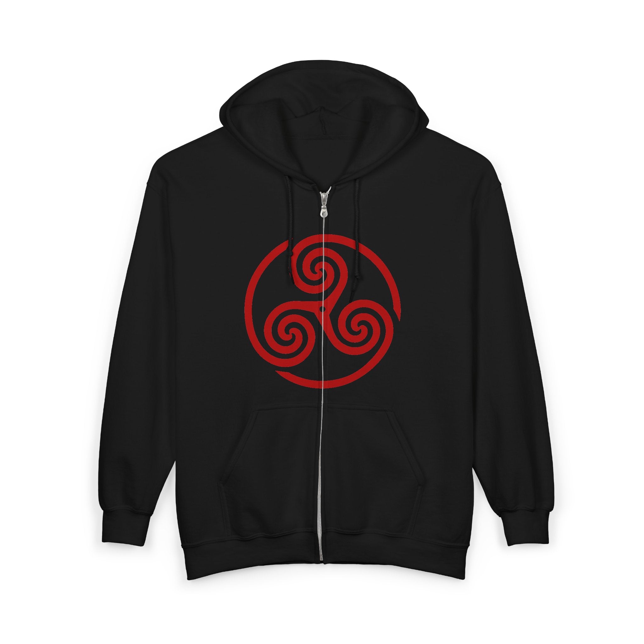 Celtic Spiral Triskele Trinity Symbol Red Design Full Zip Up Hoodie Sweatshirt