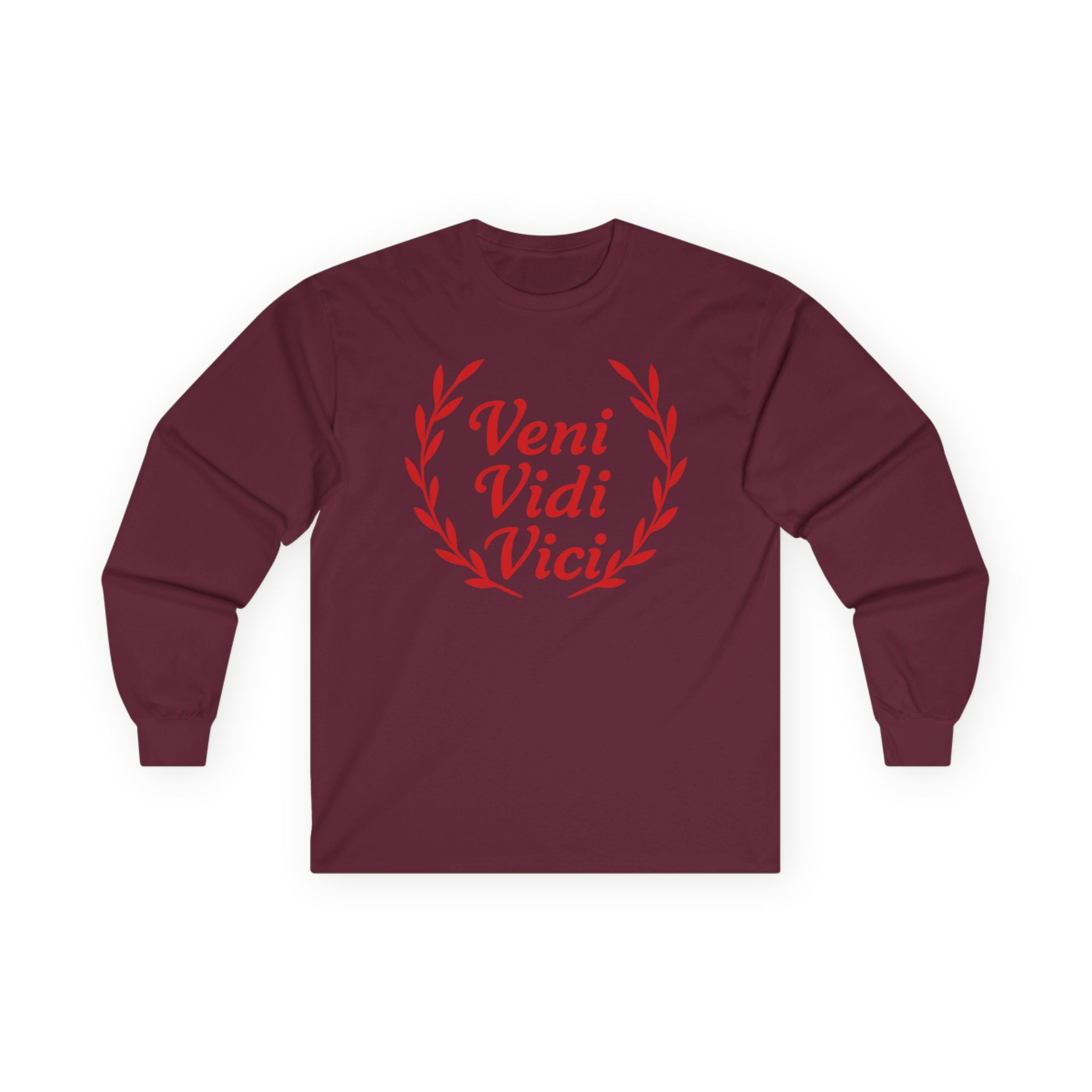 Veni Vidi Vici "I Came, I saw, I Conquered" Light Red Graphic Long Sleeve Tee