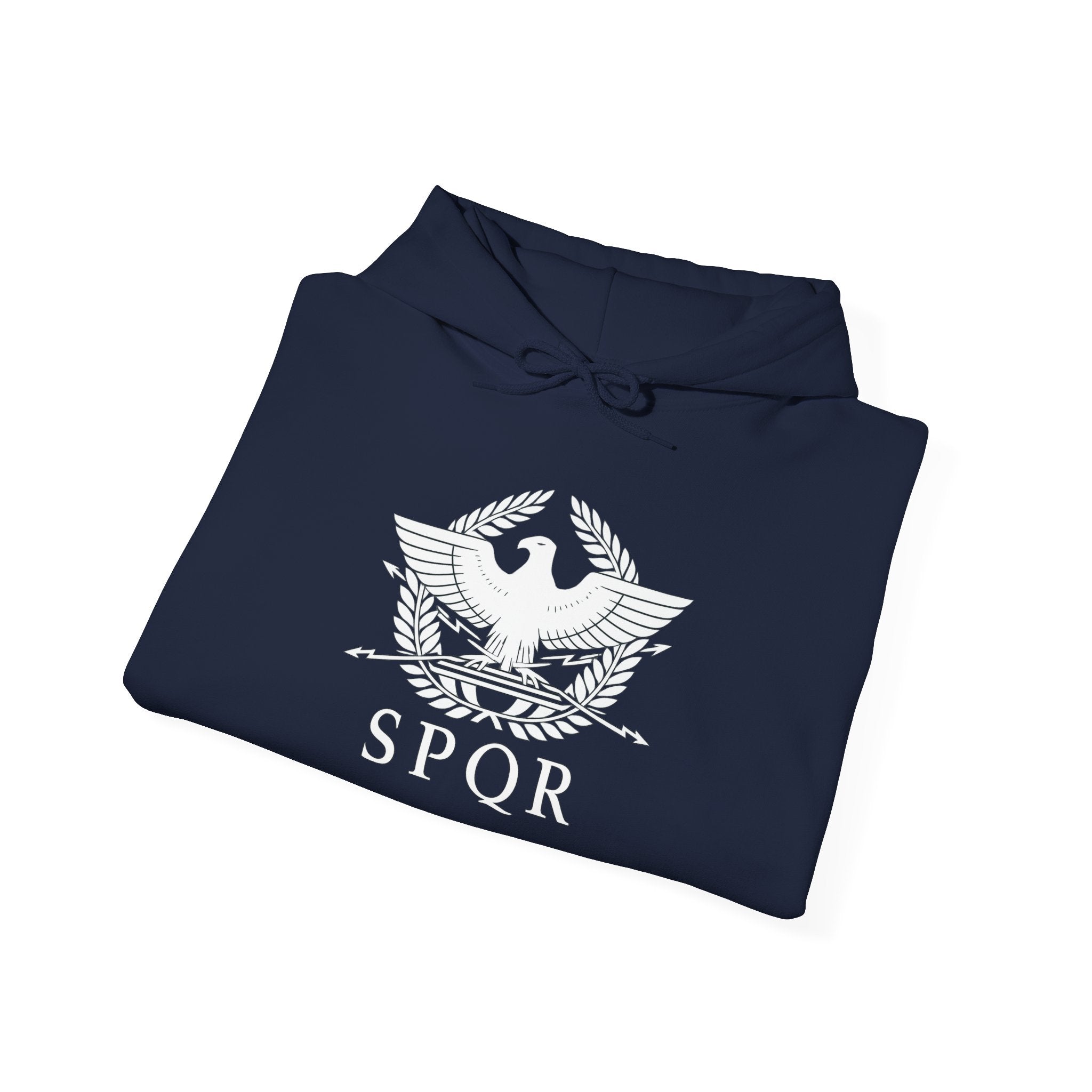 SPQR Roman Eagle White Design Pull Over Hoodie