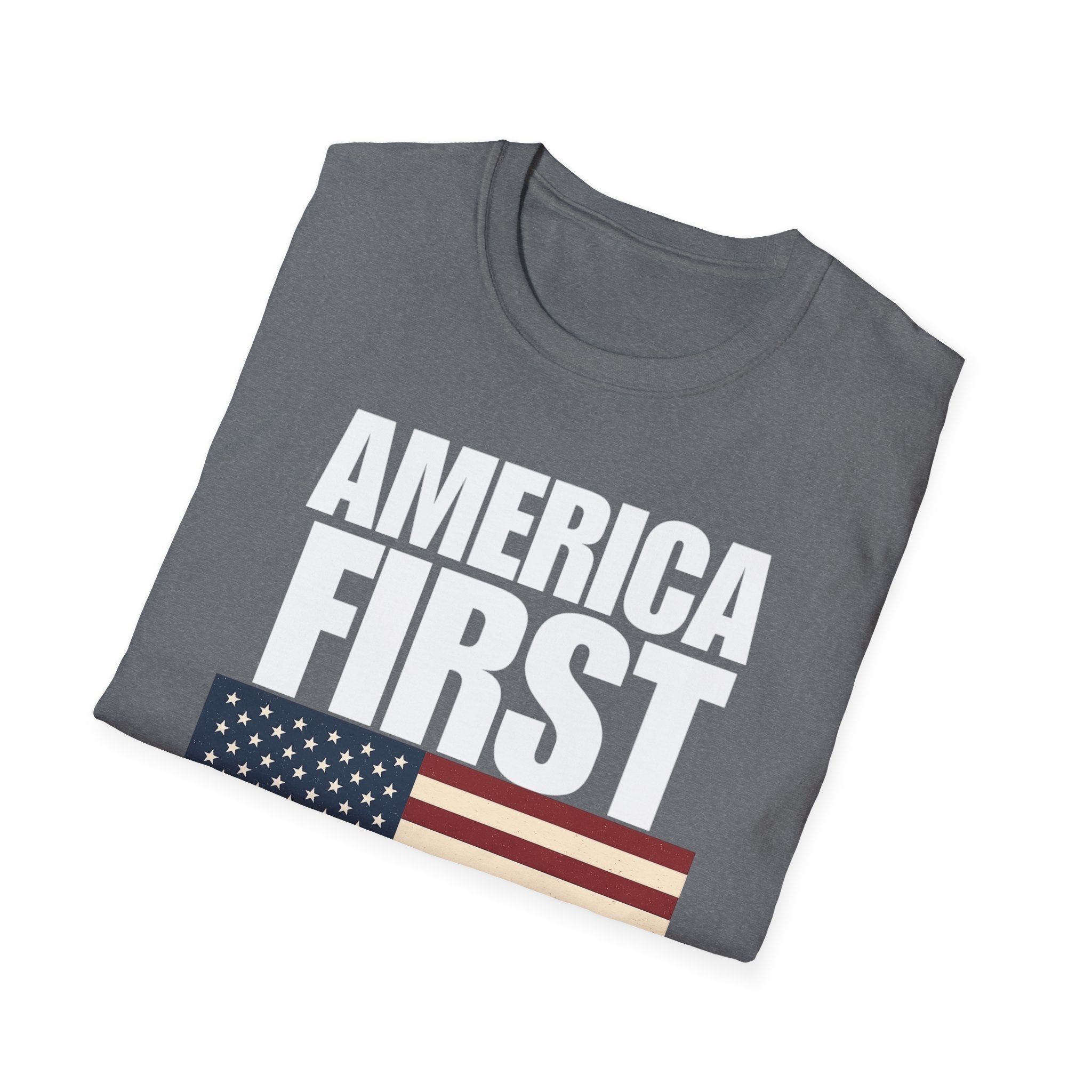 America First American Flag Softstyle Cotton Shirt T-Shirt