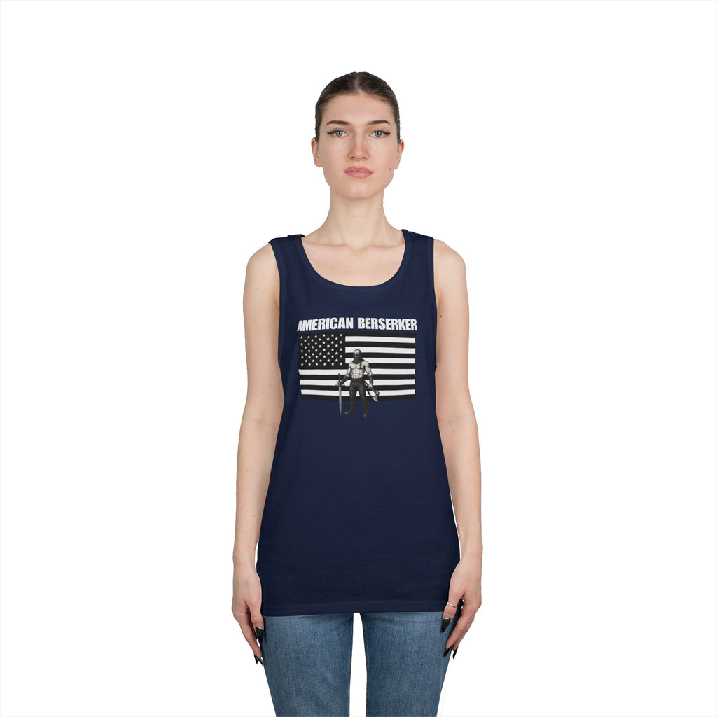 Bold American Berserker Black and White Heavy Cotton Tank Top