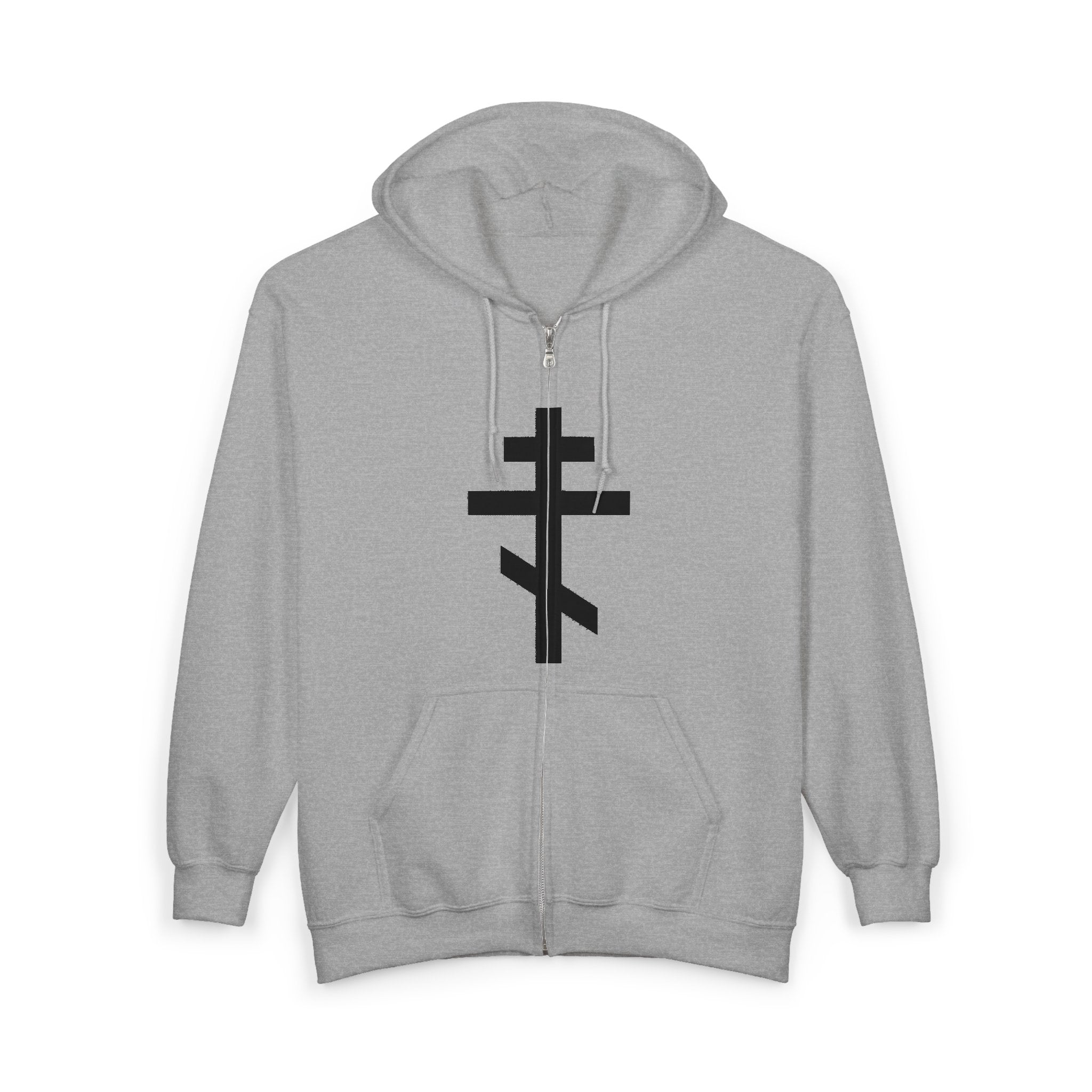 Crucifix Black Design Full Zip Up Hoodie Sweatshirt