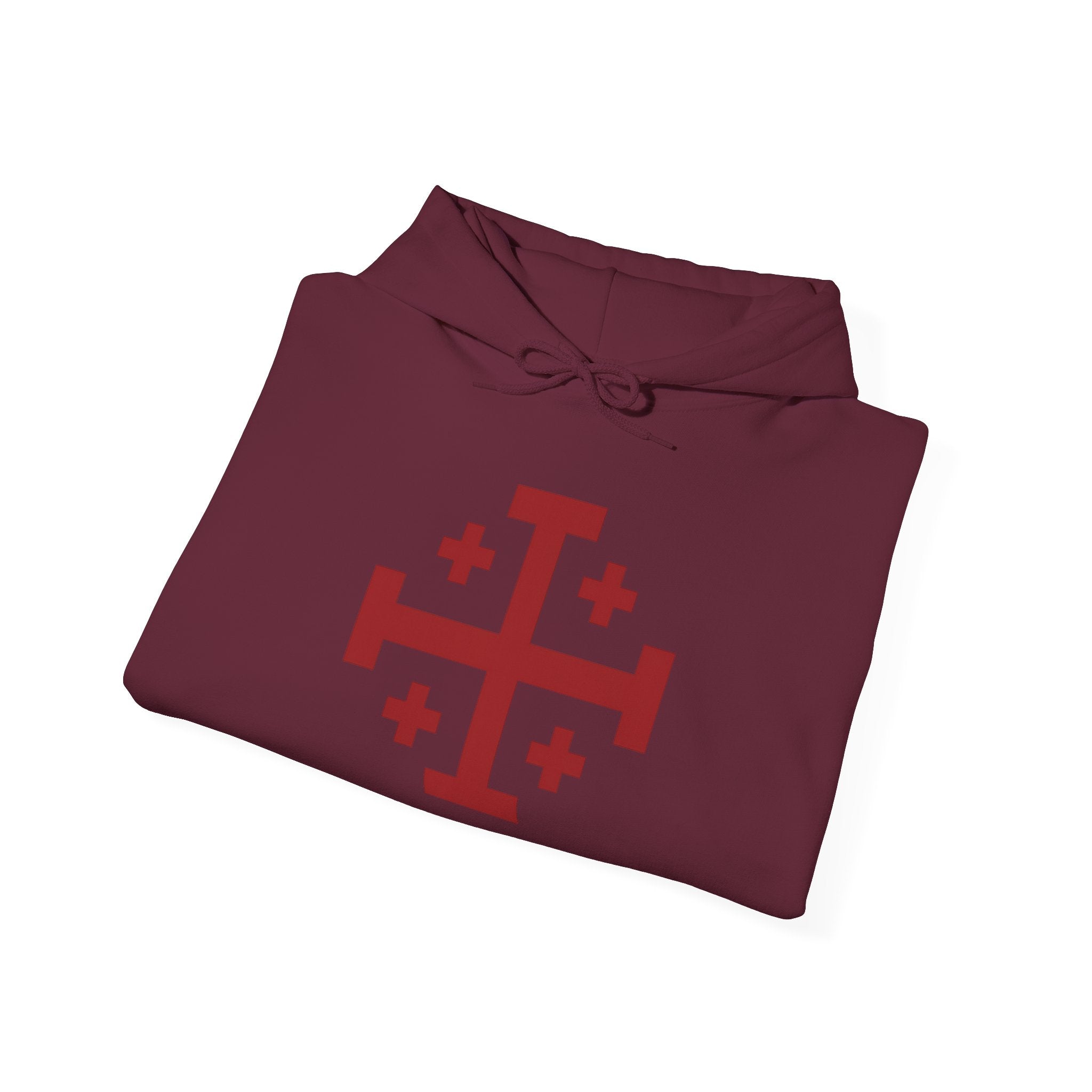Cross of Jerusalem Red Design Pull Over Hoodie Sweatshirt