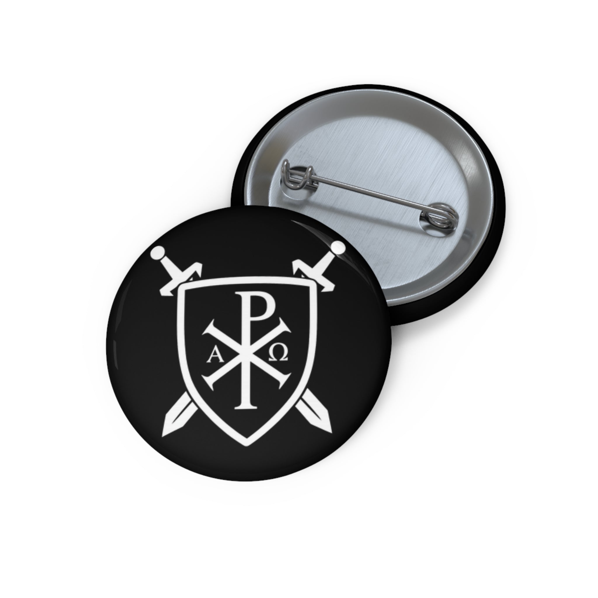 Sword and Shield Pi Chi Rho Custom Pin Buttons