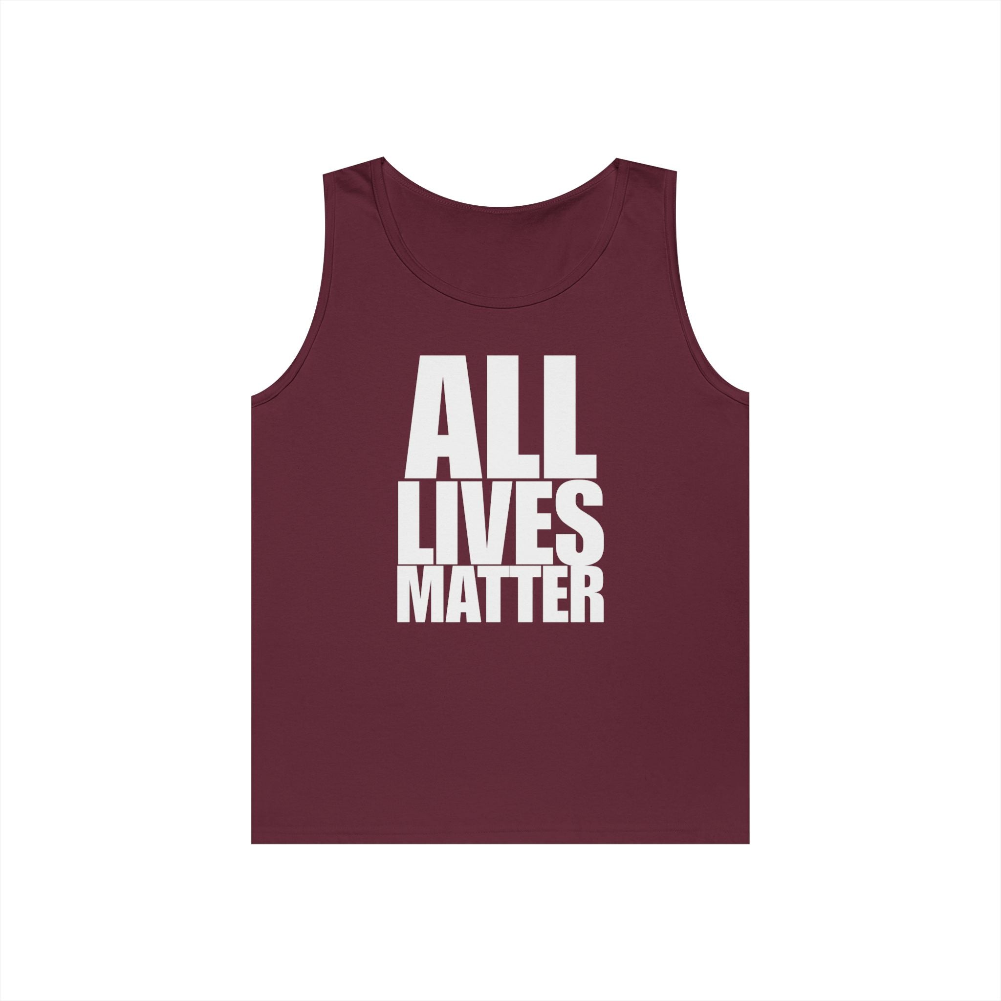 All Lives Matter White Text Heavy Cotton Tank Top