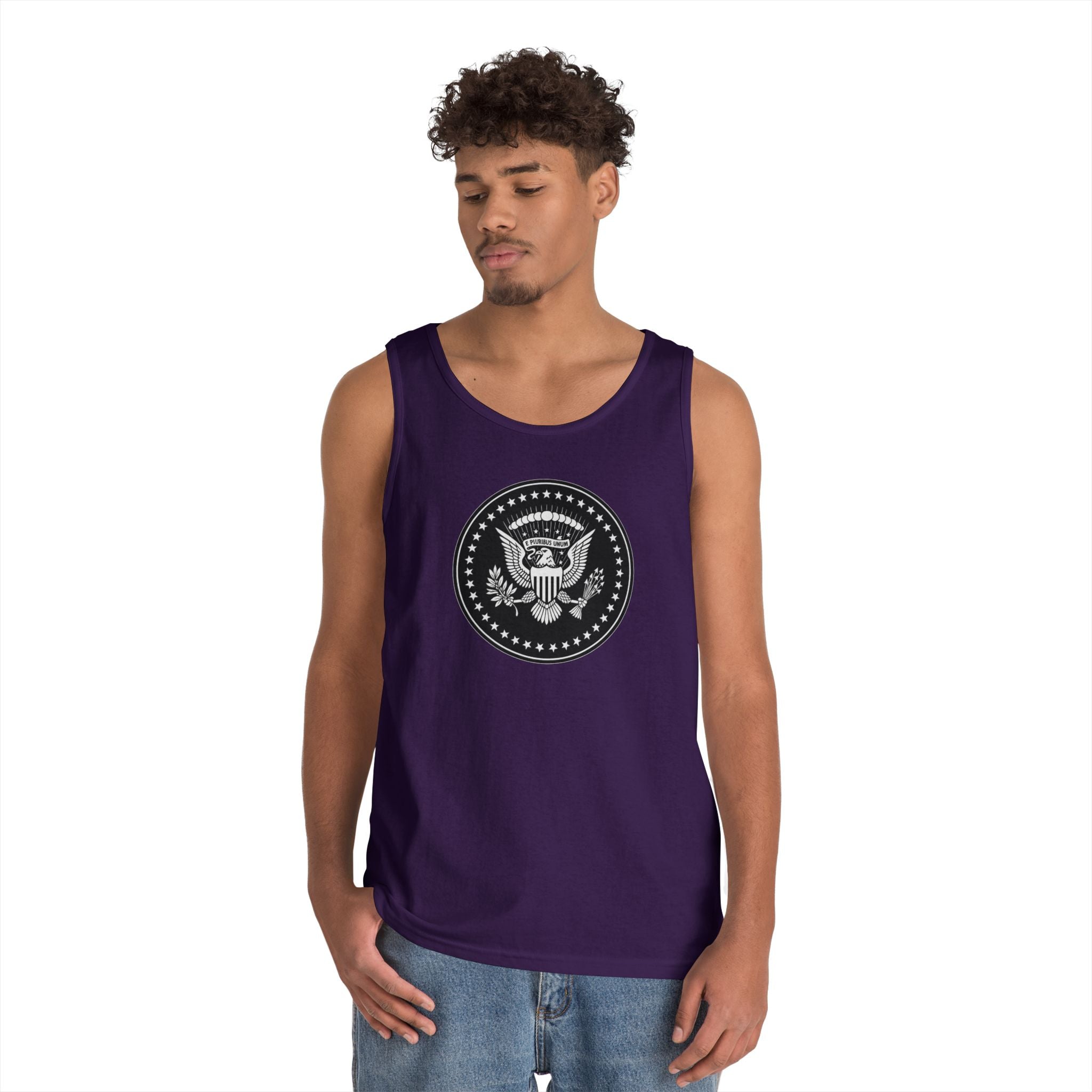 American Eagle Presidential Seal Black Design Unisex Heavy Cotton Tank Top