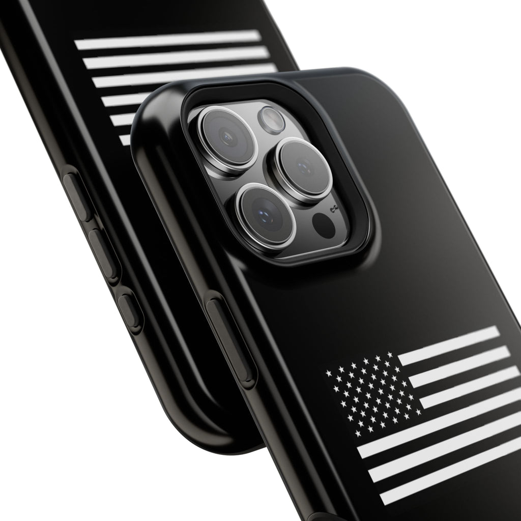 Black and White American Flag Magnetic Impact-Resistant Cases