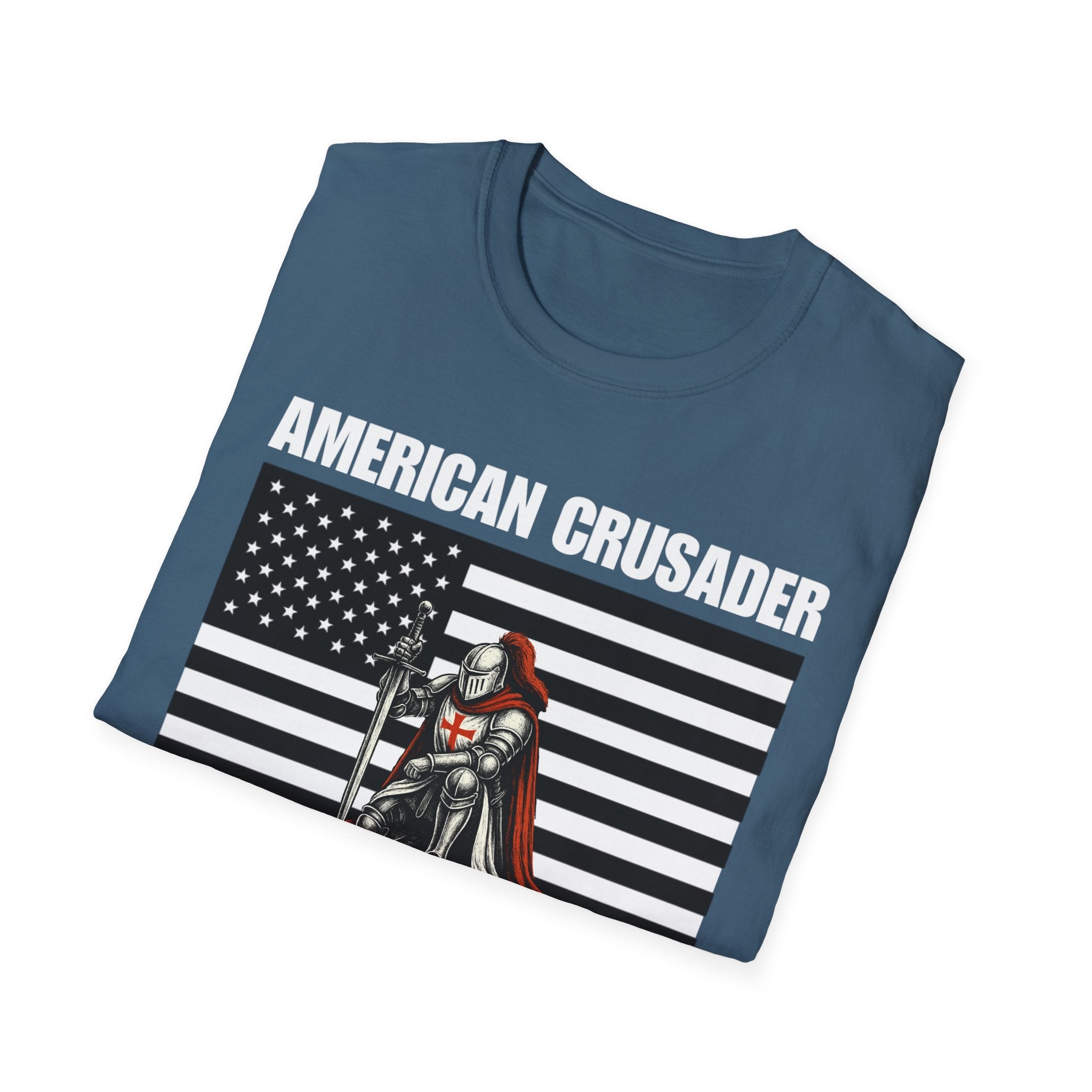 American Crusader Black and White Alt Design Softstyle Cotton Shirt T-Shirt