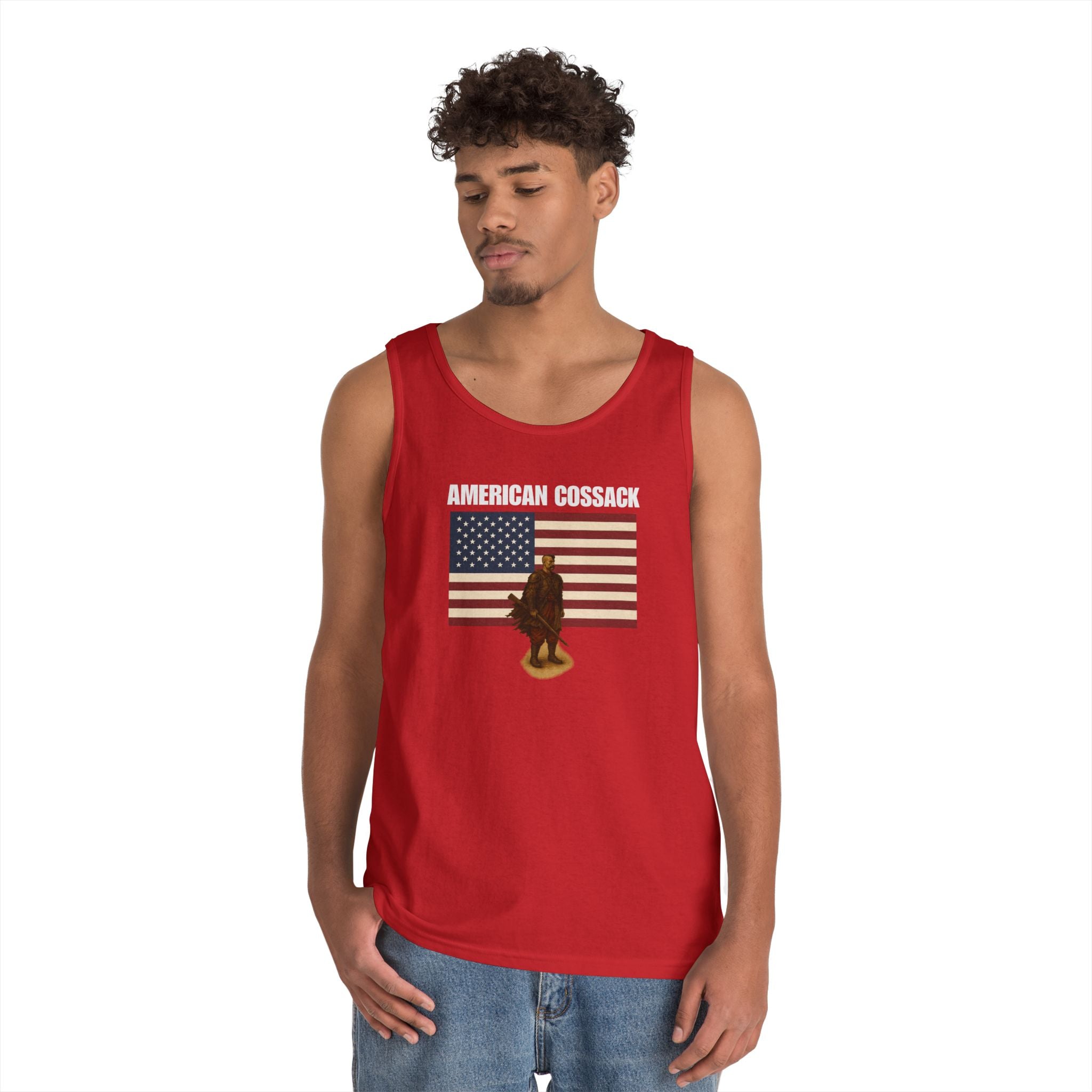 Patriotic American Cossack Heavy Cotton Tank Top