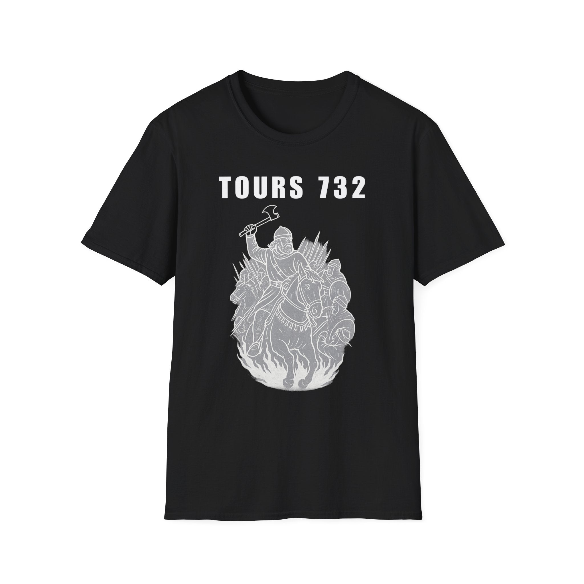 Tours 732 Charles "The Hammer" Martel "TOURS 732" Text Graphic Unisex Softstyle T-Shirt