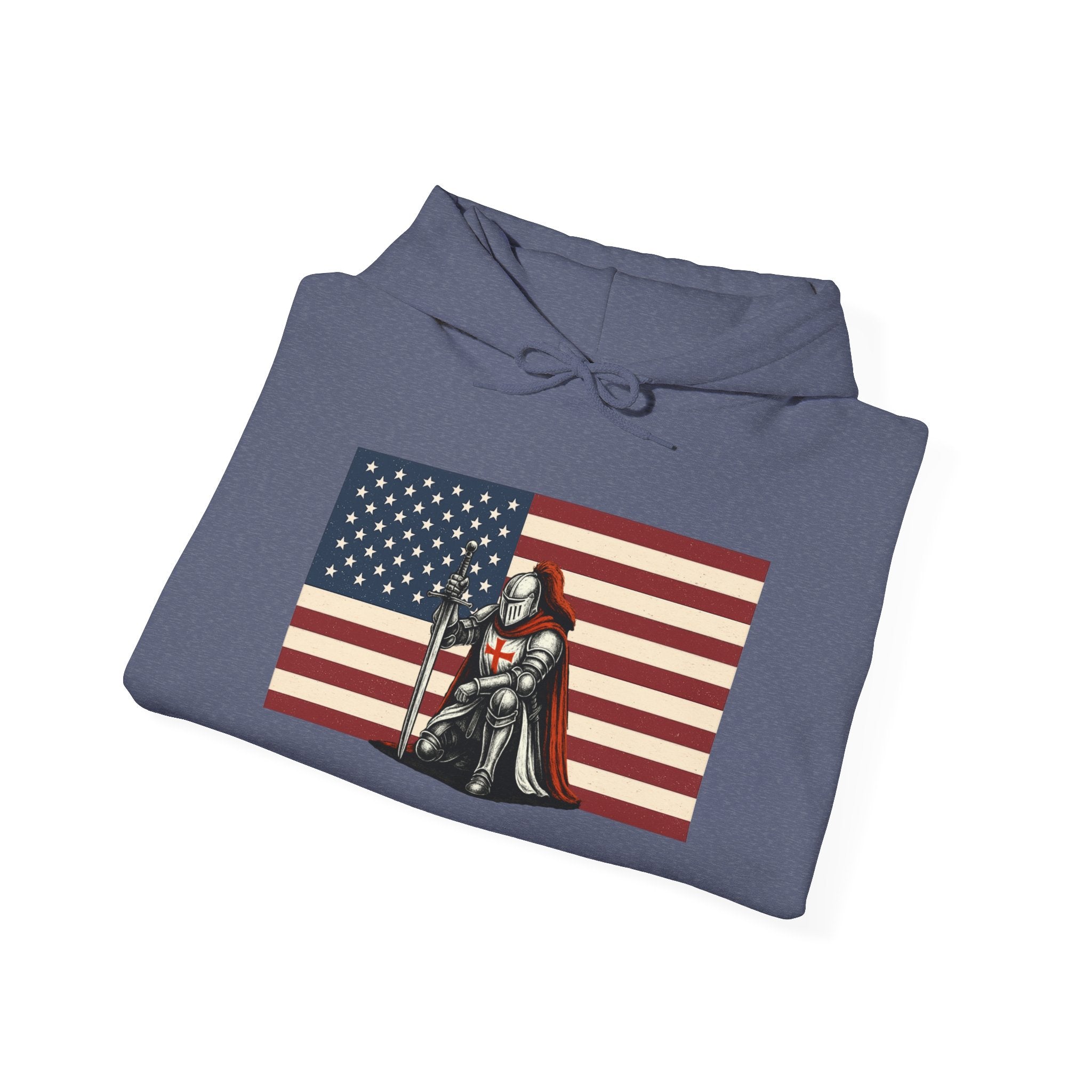 American Crusader Graphic Pull Over Hoodie Sweatshirt