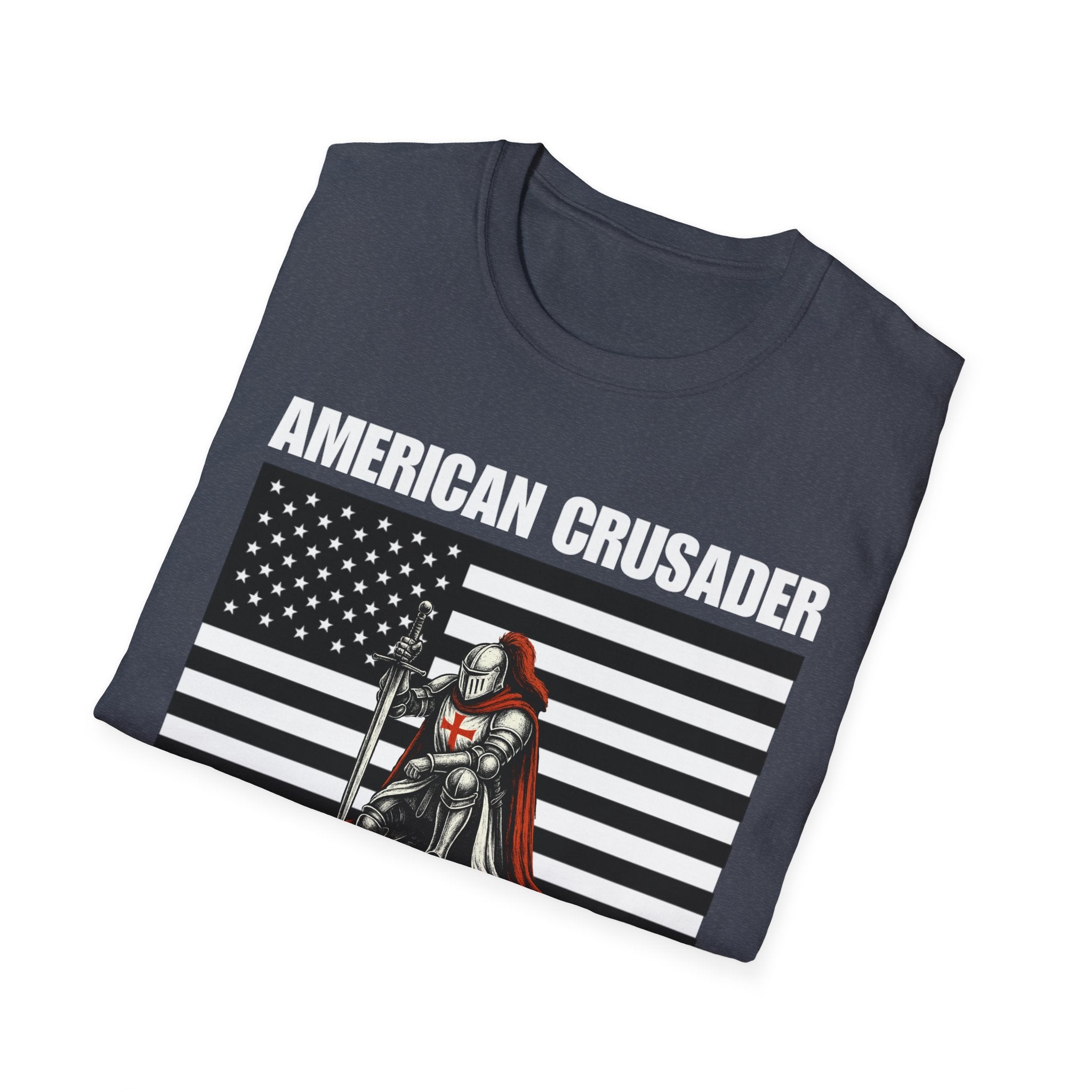 American Crusader Black and White Alt Design Softstyle Cotton Shirt T-Shirt