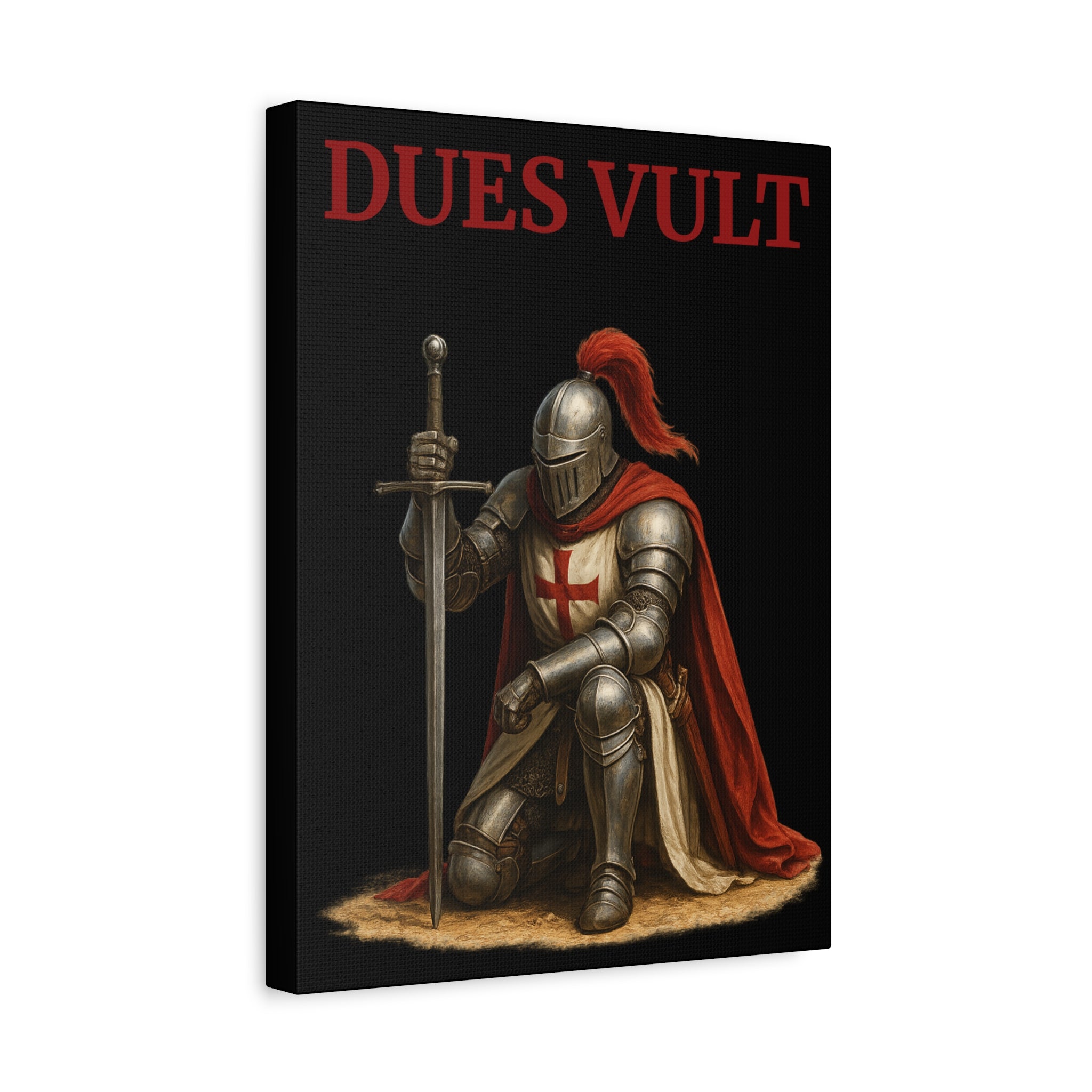 Crusader Knight Dues Vult Matte Canvas Wall Art, Dues Vult Decor, Medieval Artwork