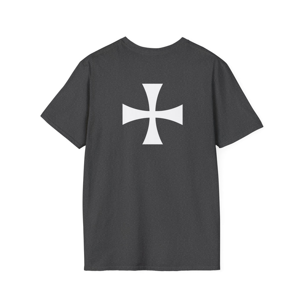 Teutonic Knights Front and Back White Teutonic Cross Graphic Softstyle Cotton Shirt T-Shirt