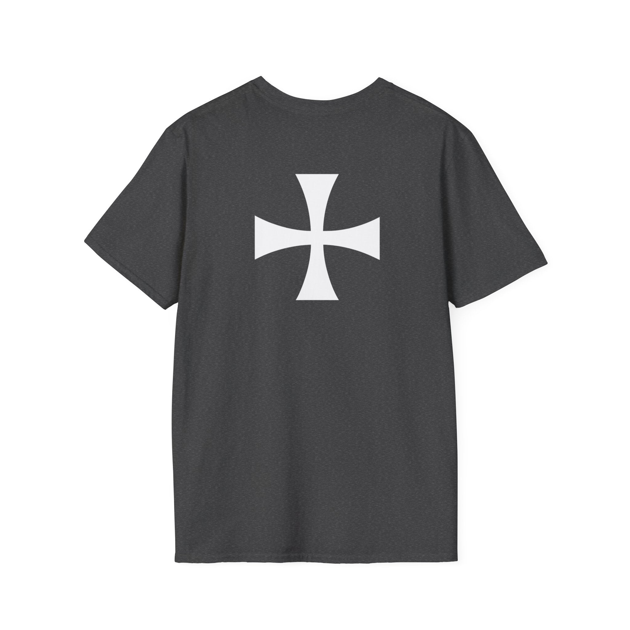 Teutonic Knights Front and Back White Teutonic Cross Graphic Softstyle Cotton Shirt T-Shirt