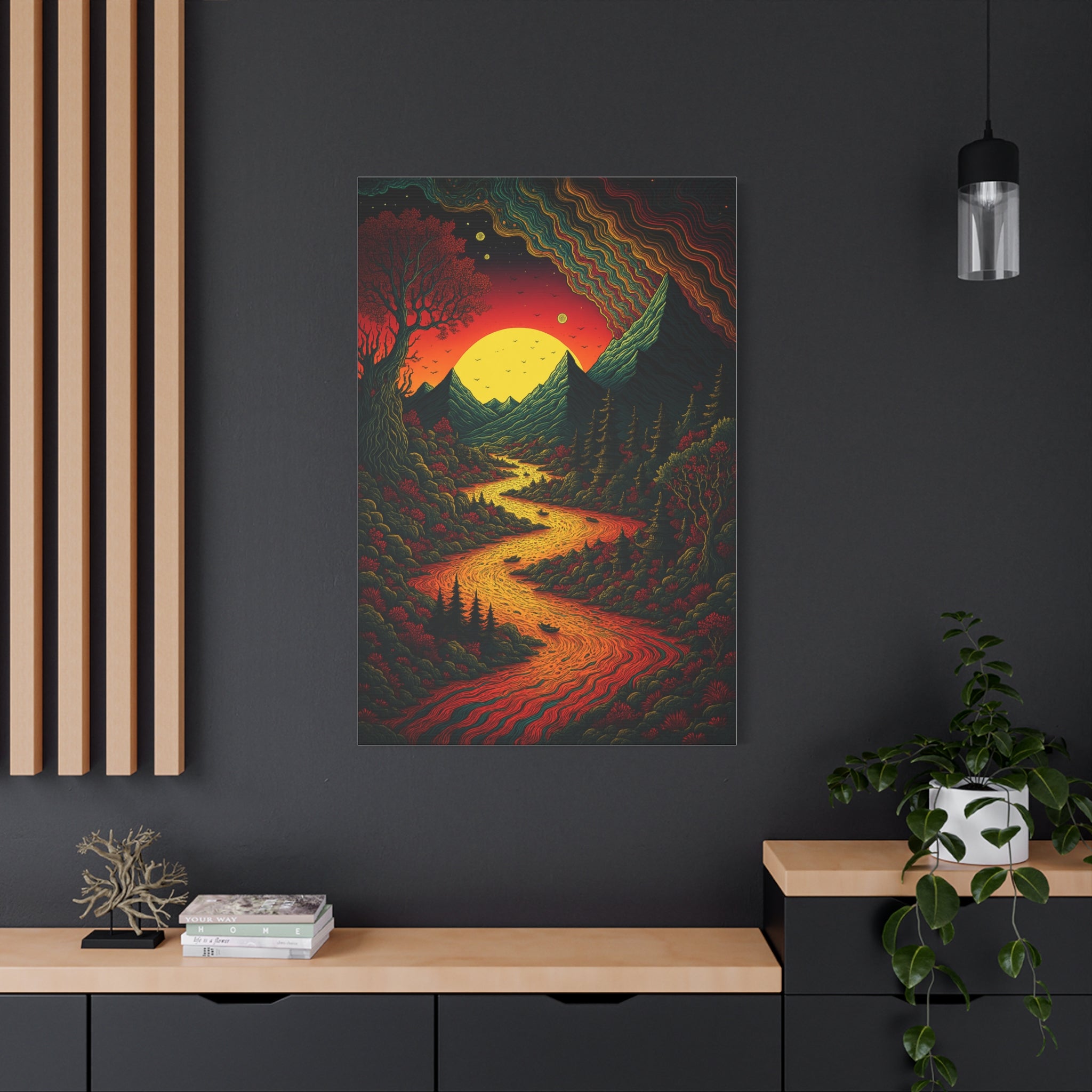 Trippy Sunset River Canvas Wall Art