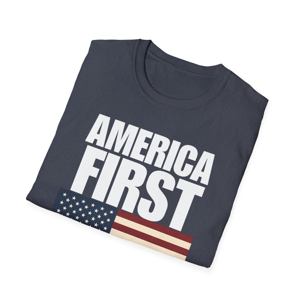 America First American Flag Softstyle Cotton Shirt T-Shirt