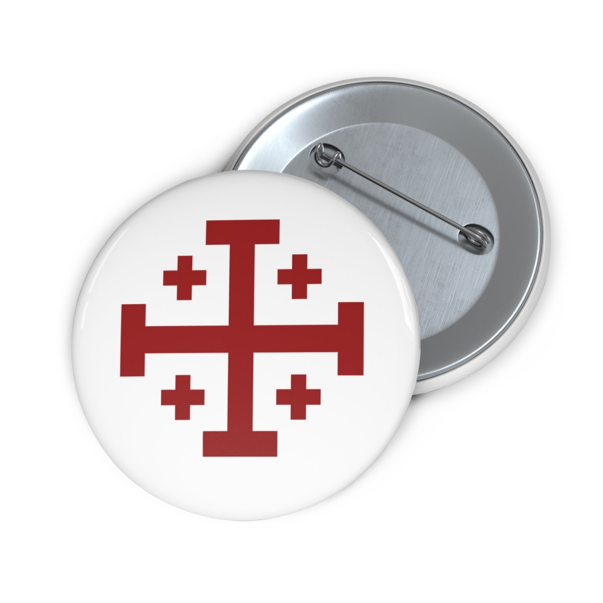 Cross of Jerusalem Red Design Custom Pin Buttons
