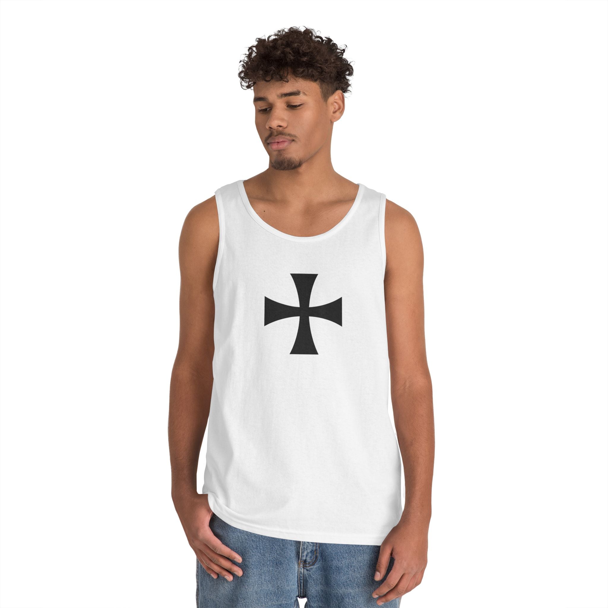 Teutonic Cross Black Design Heavy Cotton Tank Top