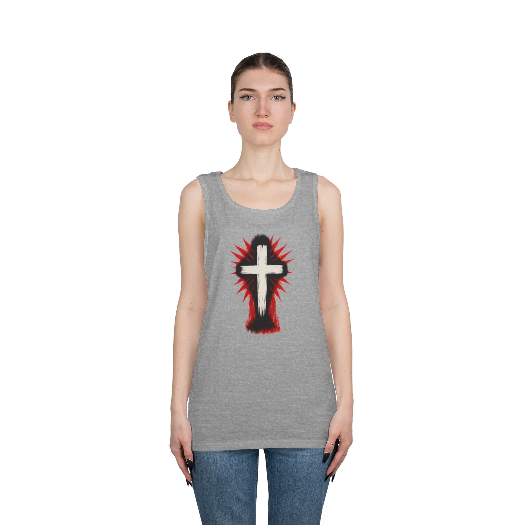 Crucifix Tank Top, Christian Graphic Gym Clothing