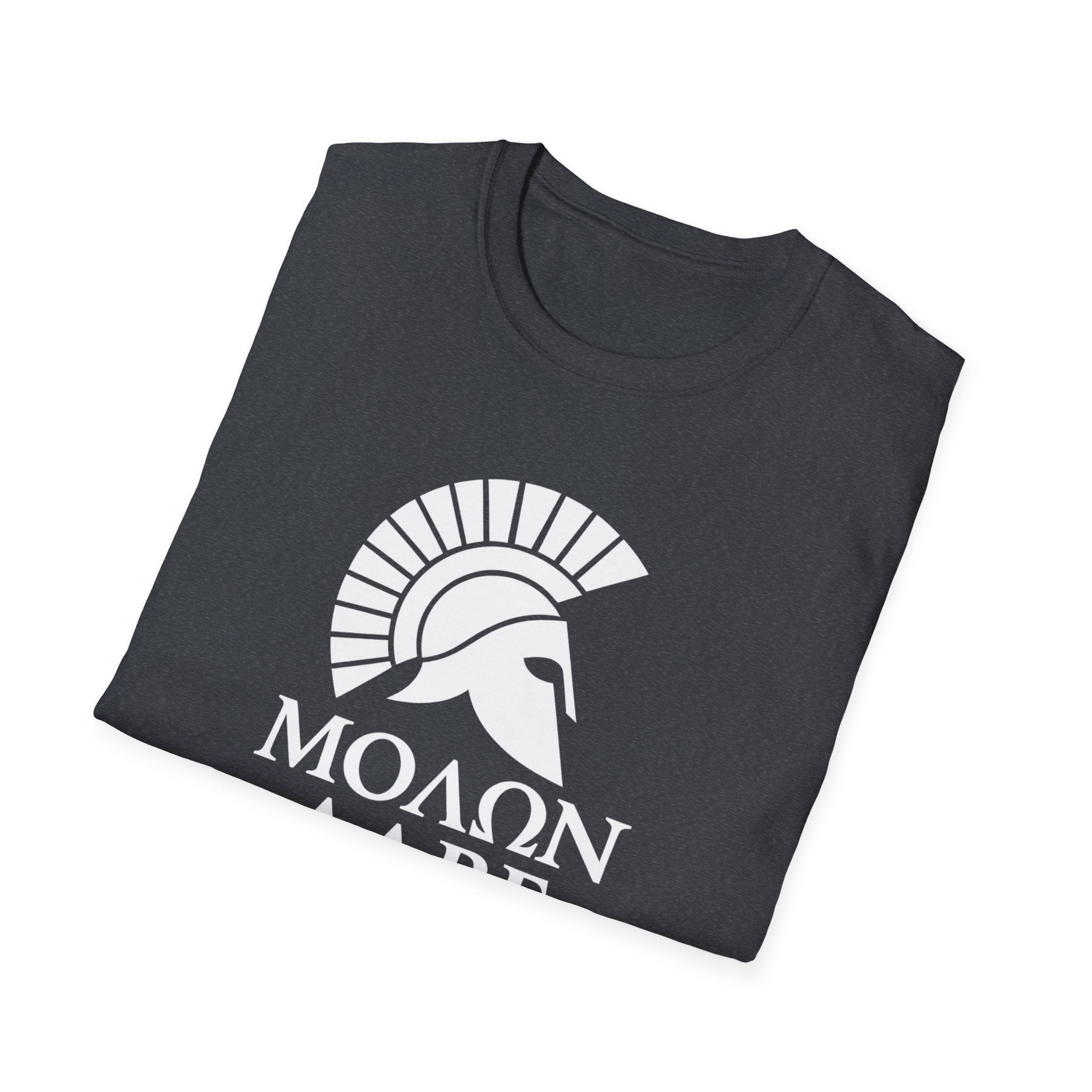 Molon Labe "Come and Take It!" in Greek Large Text White Design Softstyle Cotton T-Shirt